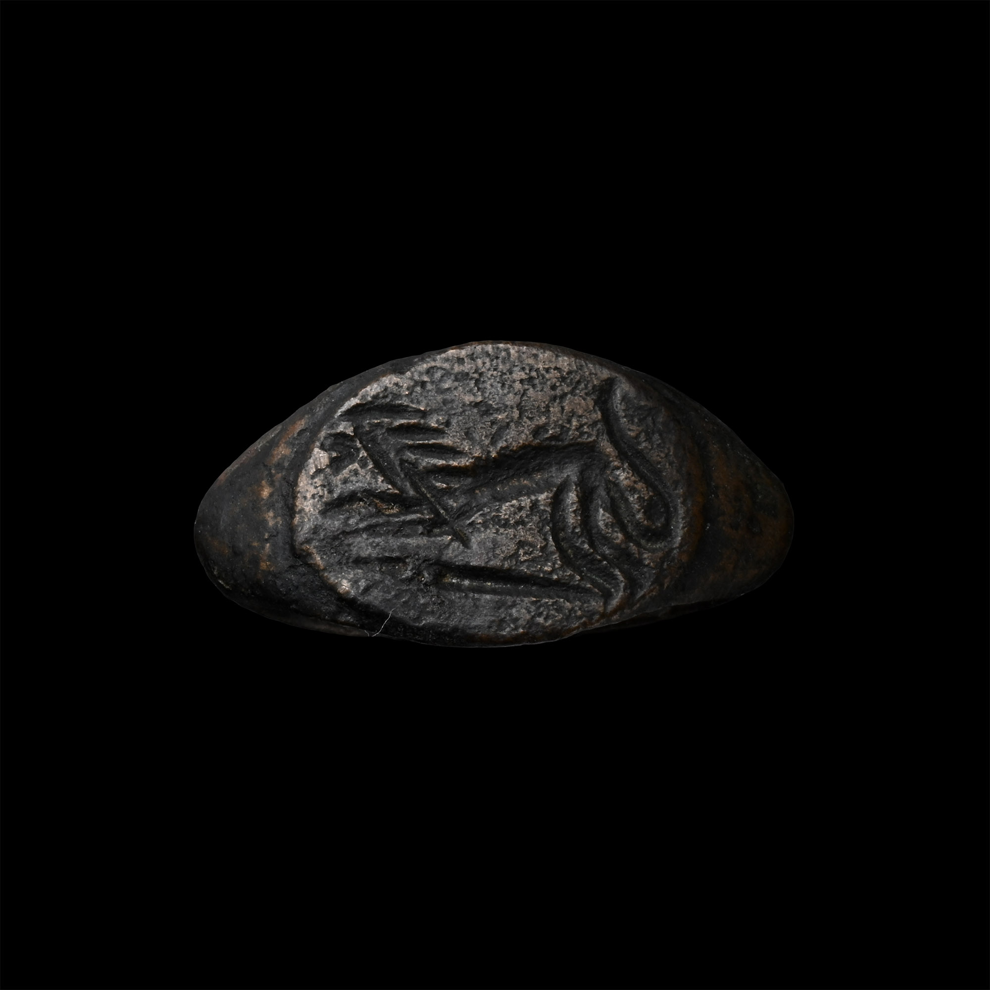 Greek Bronze Ring with Crouching Lion