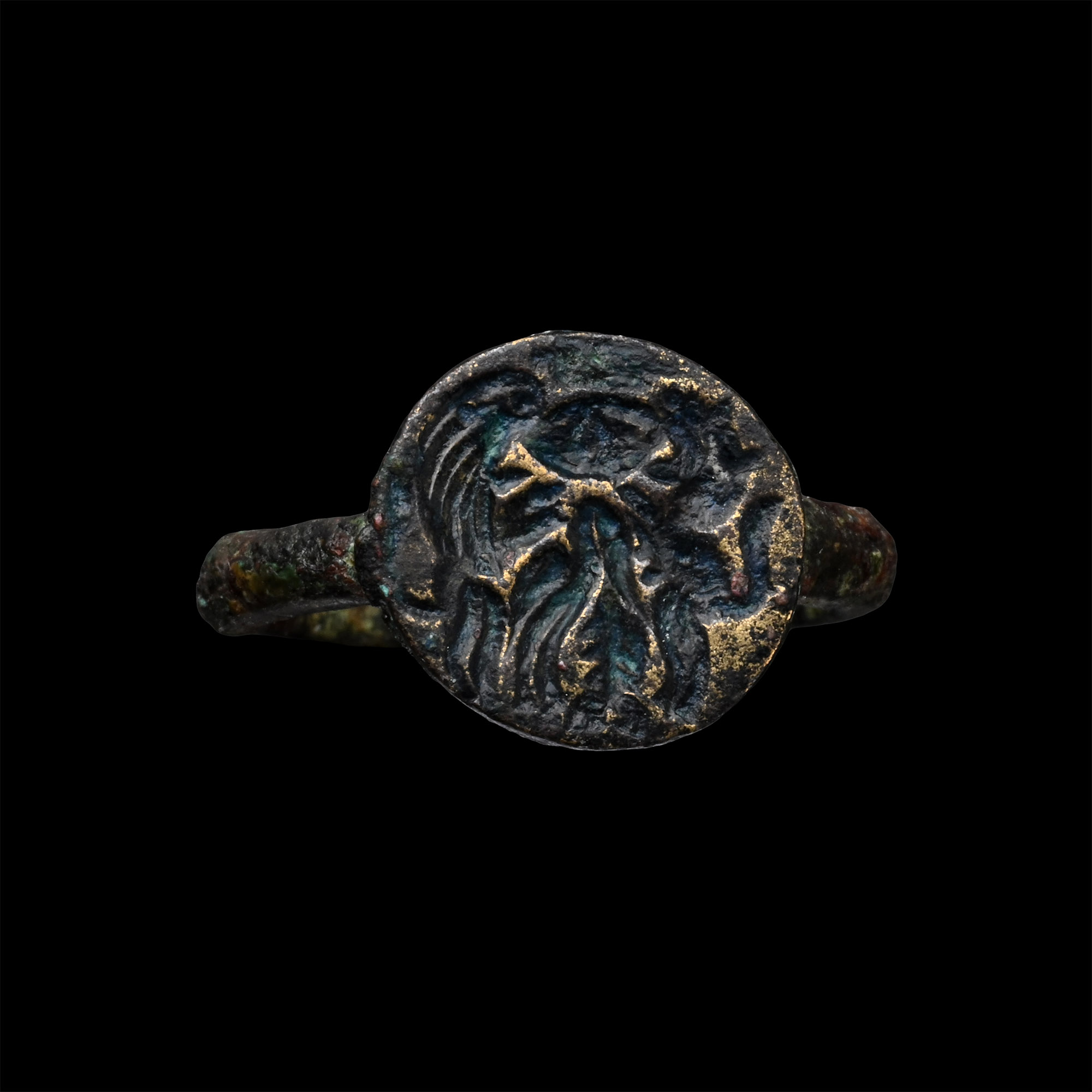 Greek Bronze Ring with Animals