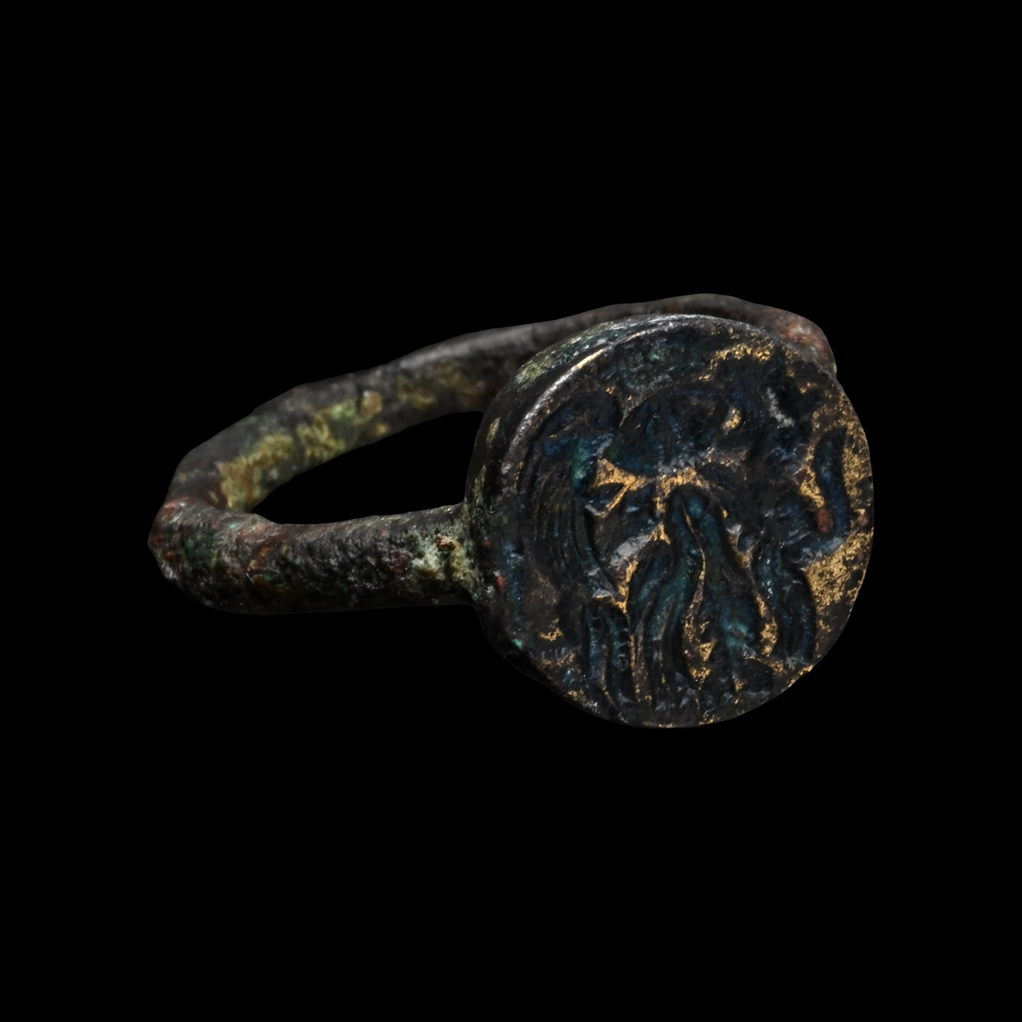 Greek Bronze Ring with Animals