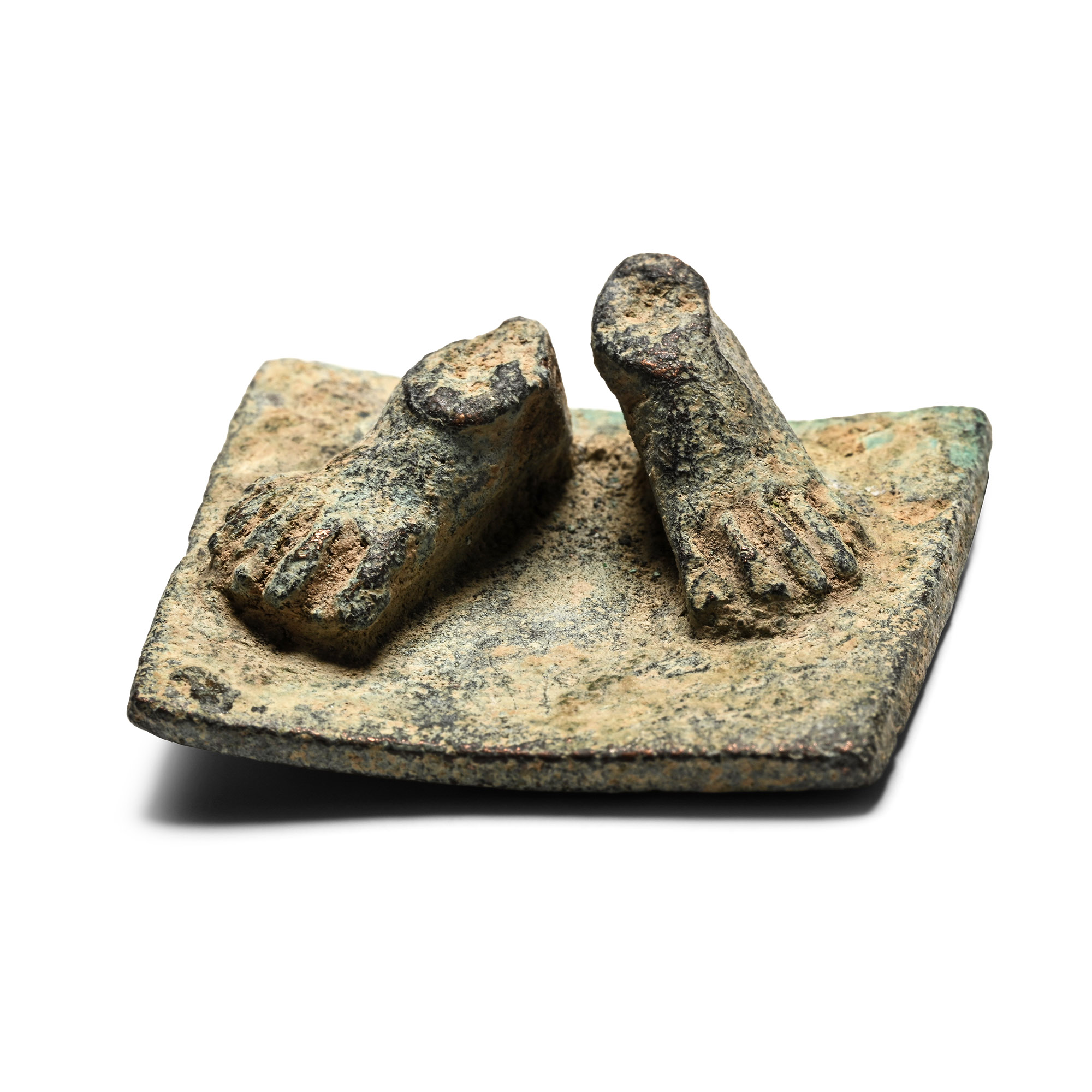 Roman Bronze Statuette Base with Feet