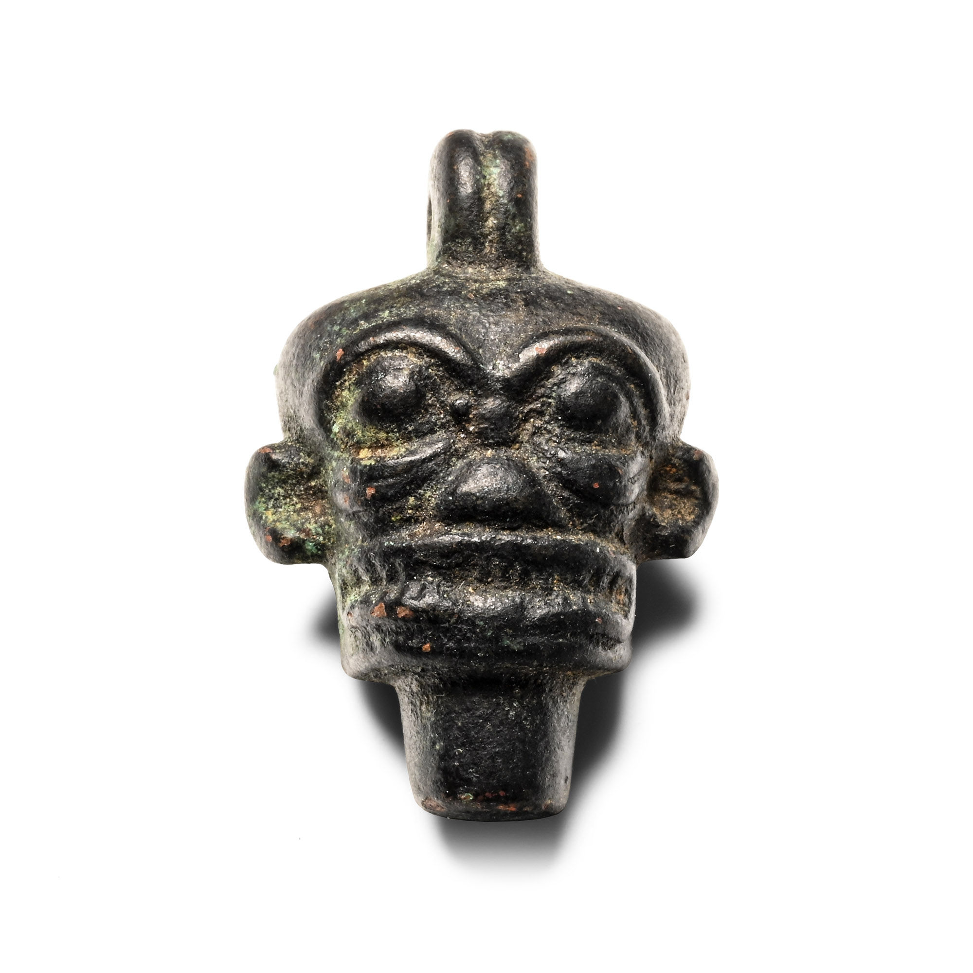 Neo-Assyrian Period Bronze Amuletic Humbaba Head Pendant