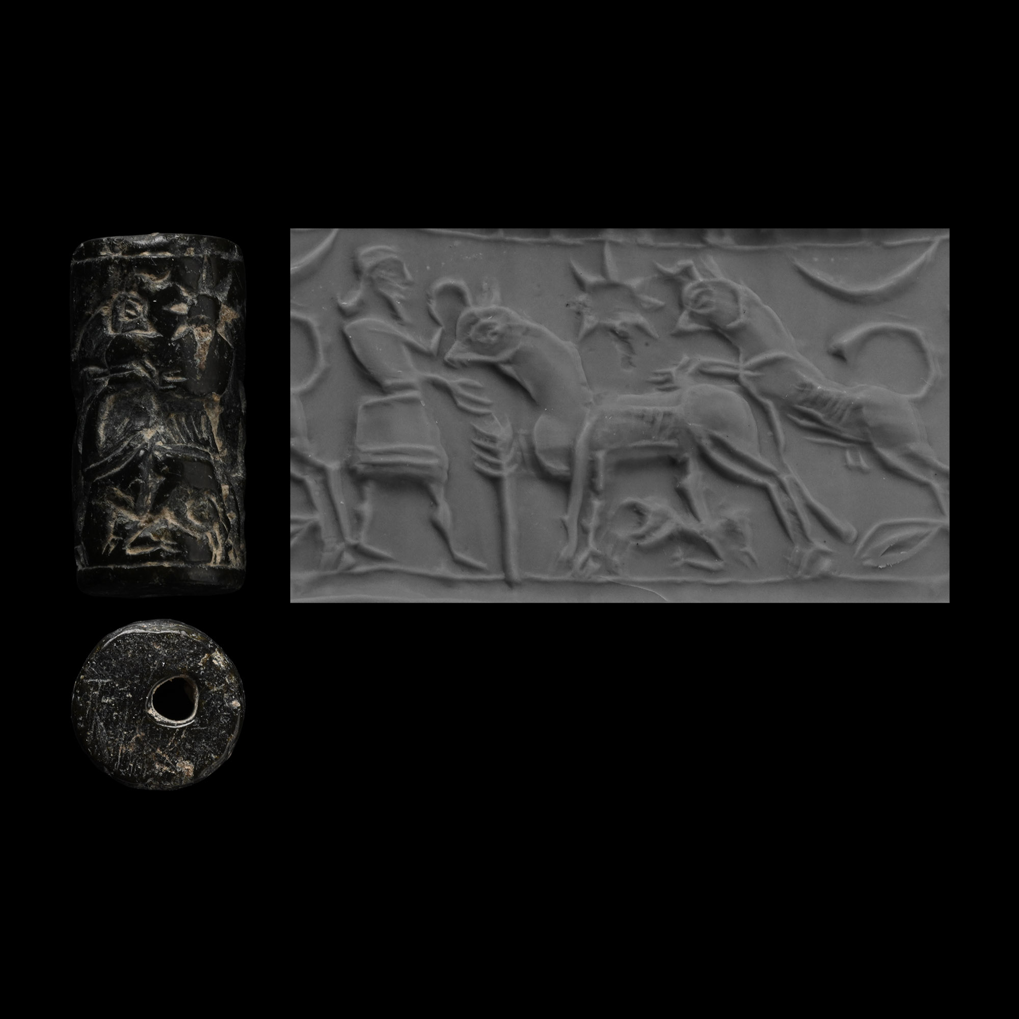 Neo-Assyrian Black Stone Cylinder Seal