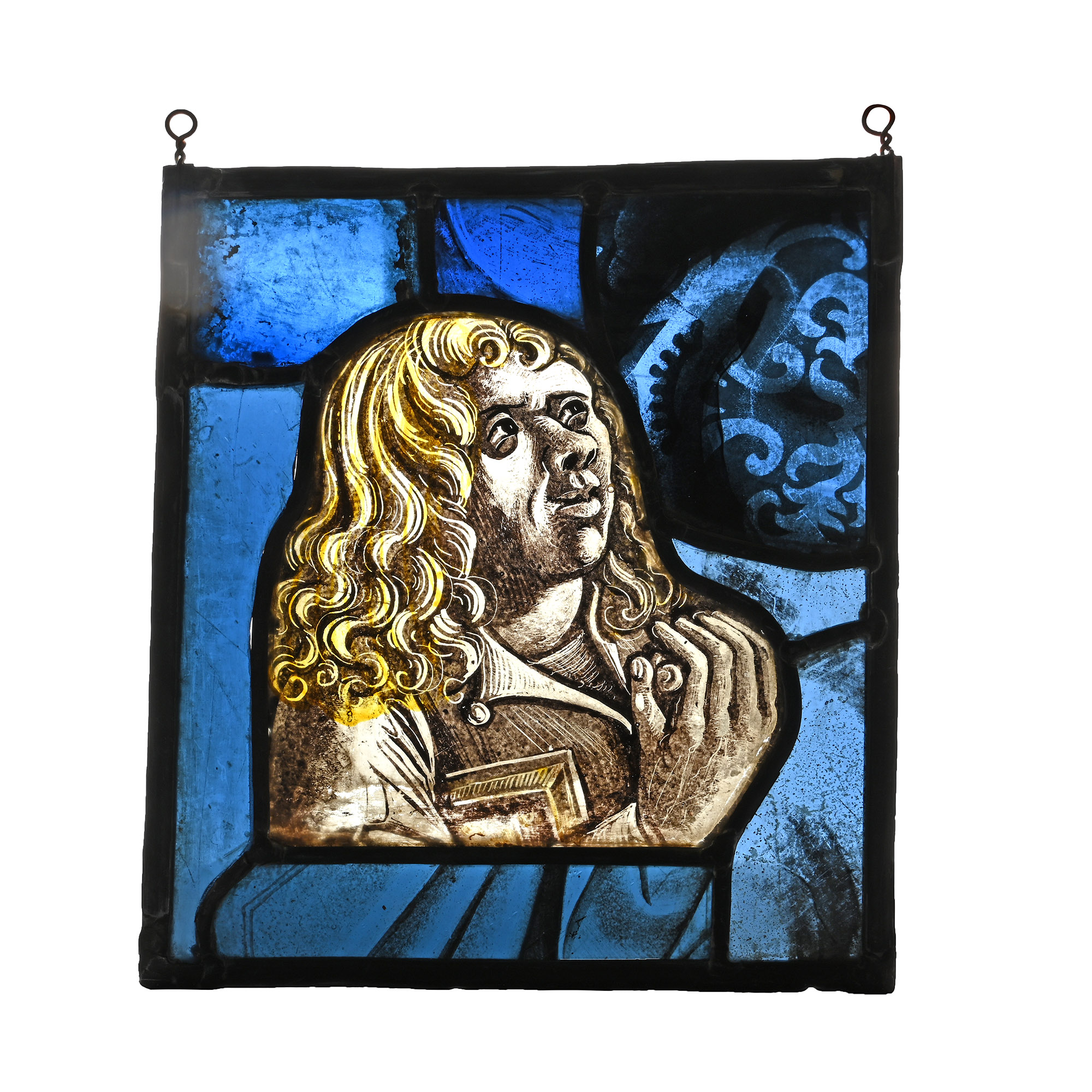 Medieval Stained Glass Panel of Saint John the Evangelist