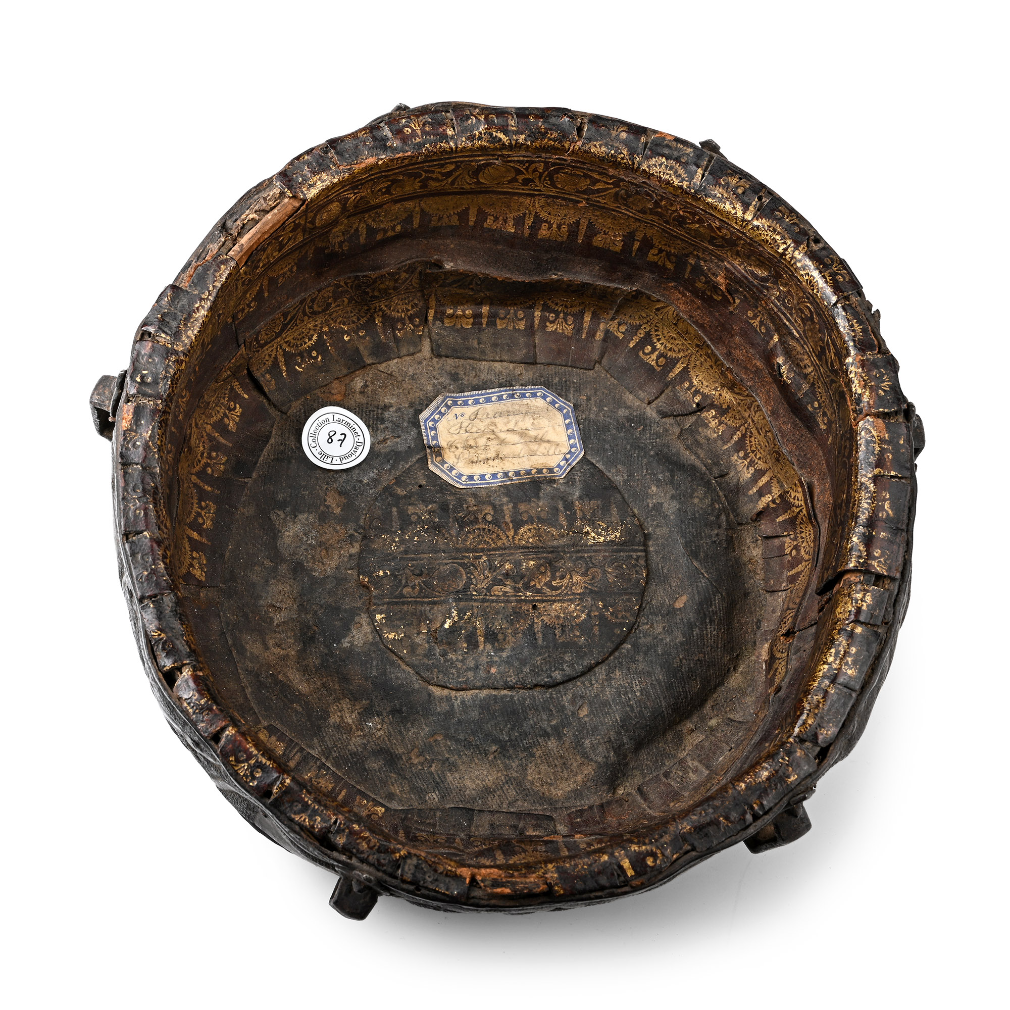Medieval Part of a Circular Box with Embossed Leather