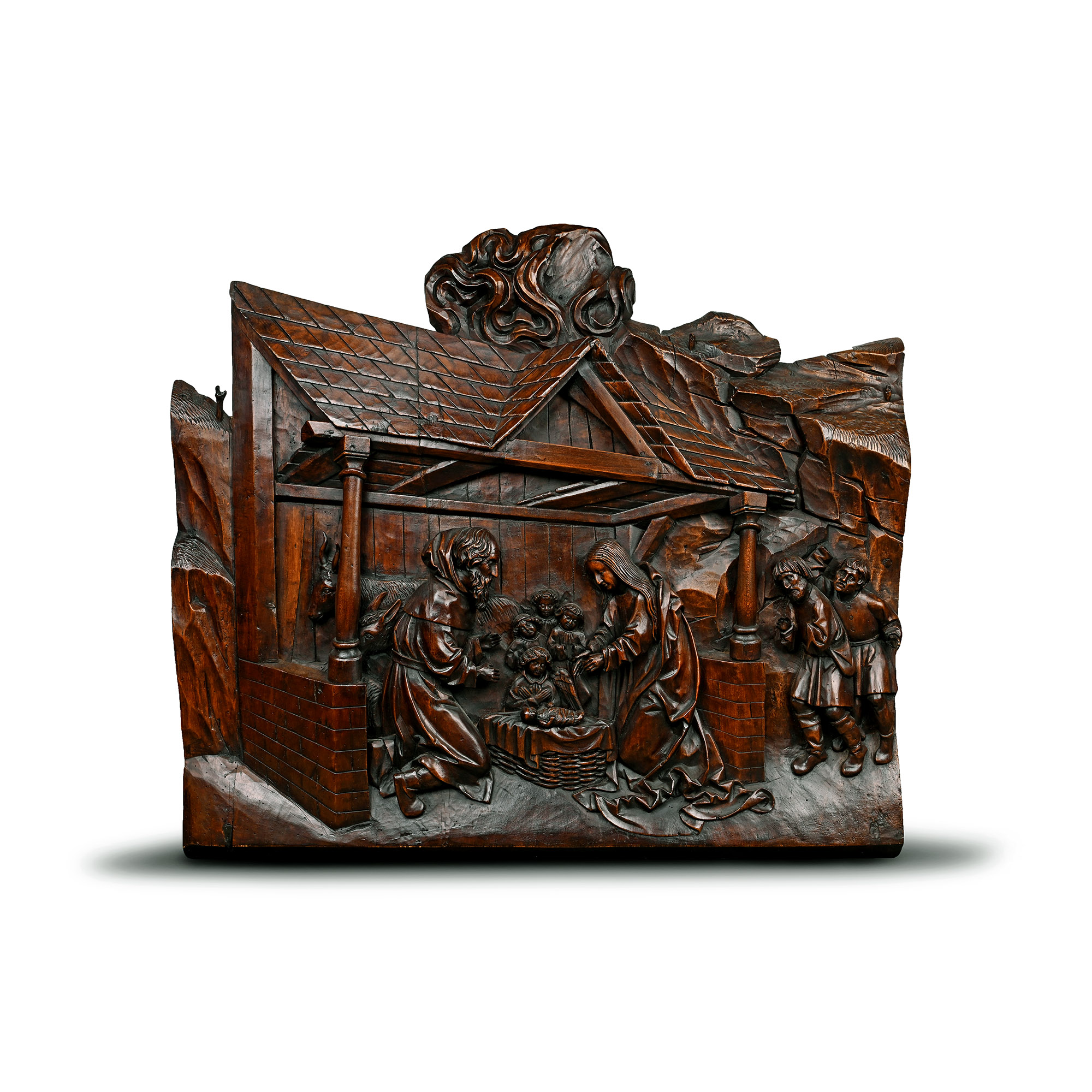Medieval Wooden Panel of The Nativity