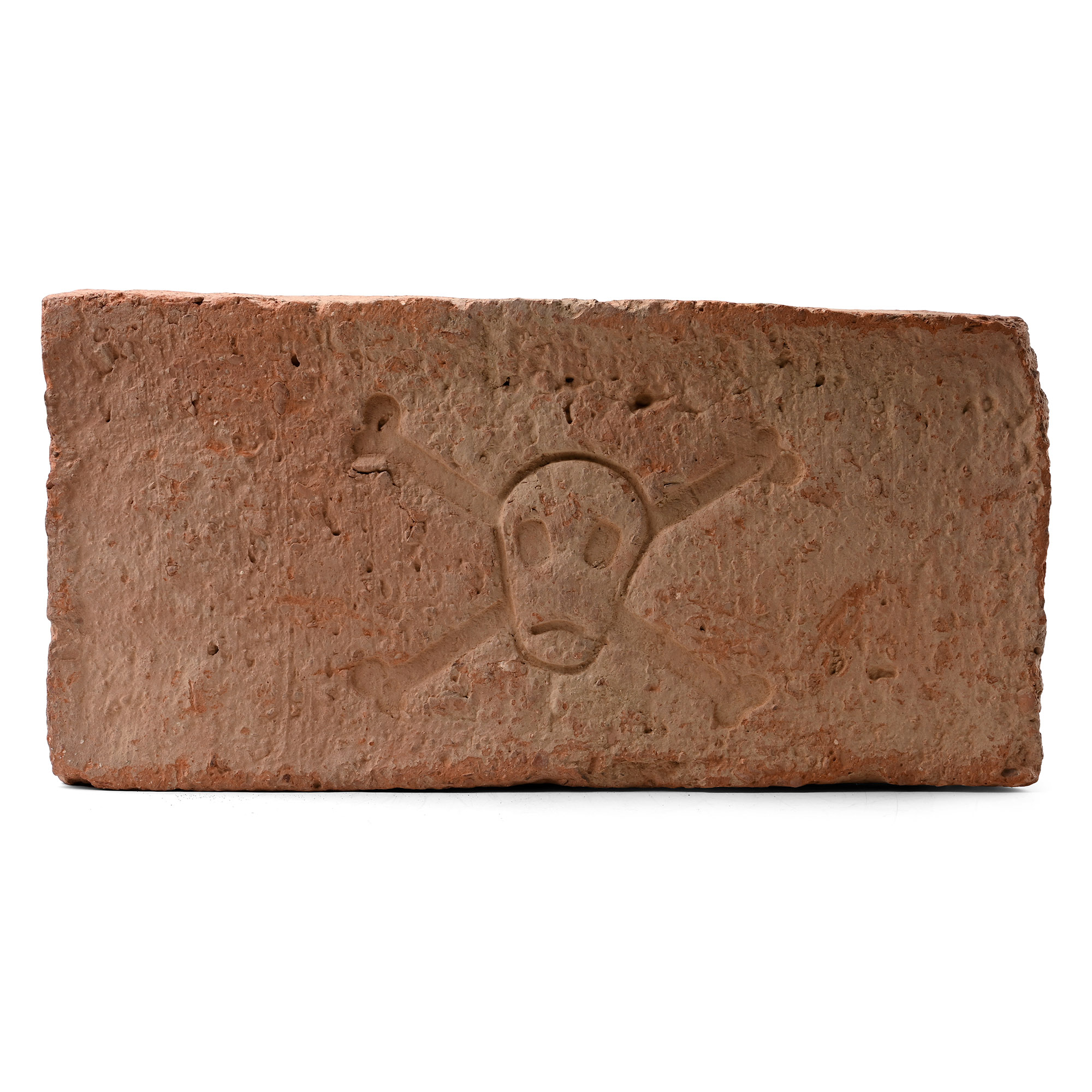 Medieval Terracotta Brick with Skull