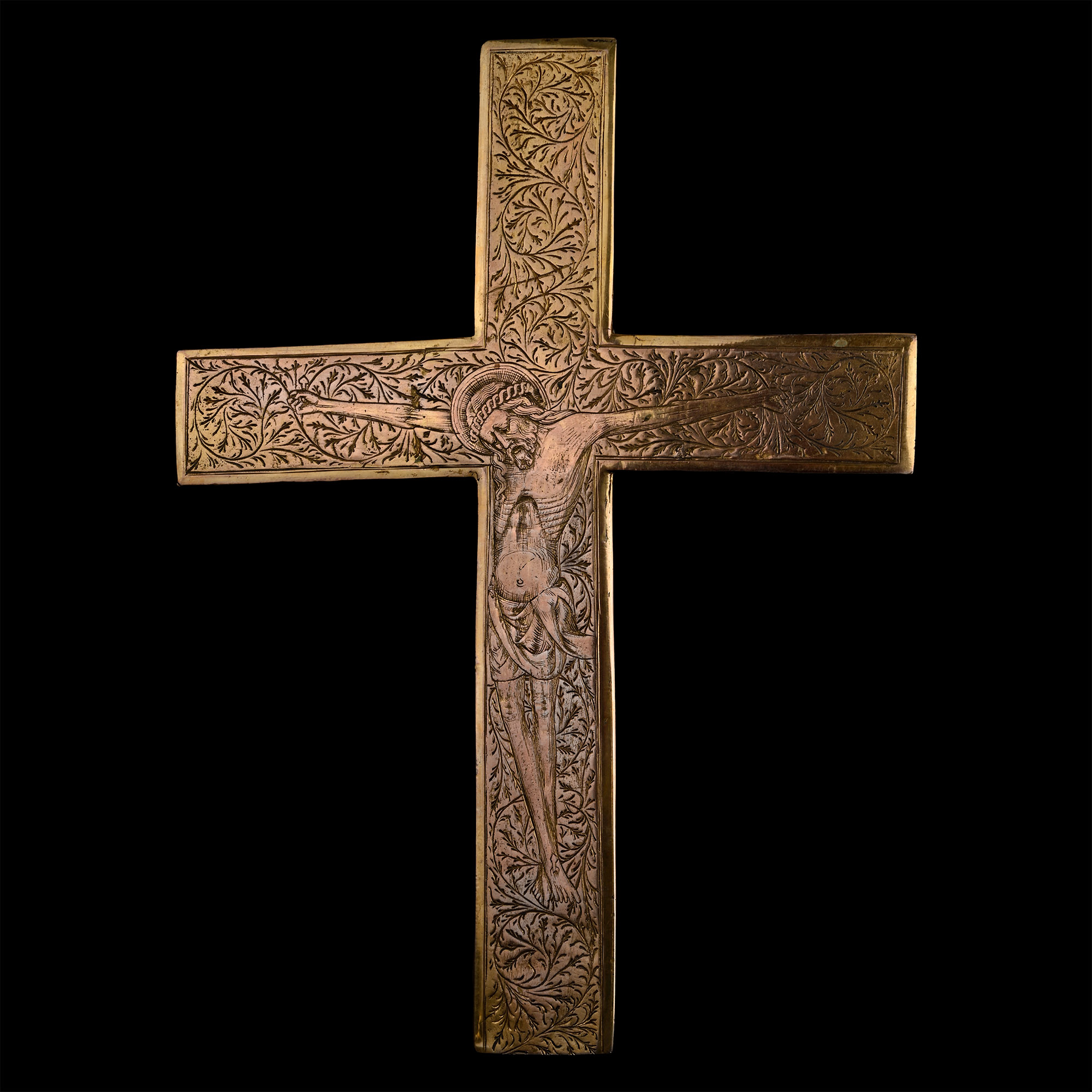 Gothic Gilt Copper Cross with Corpus Christi