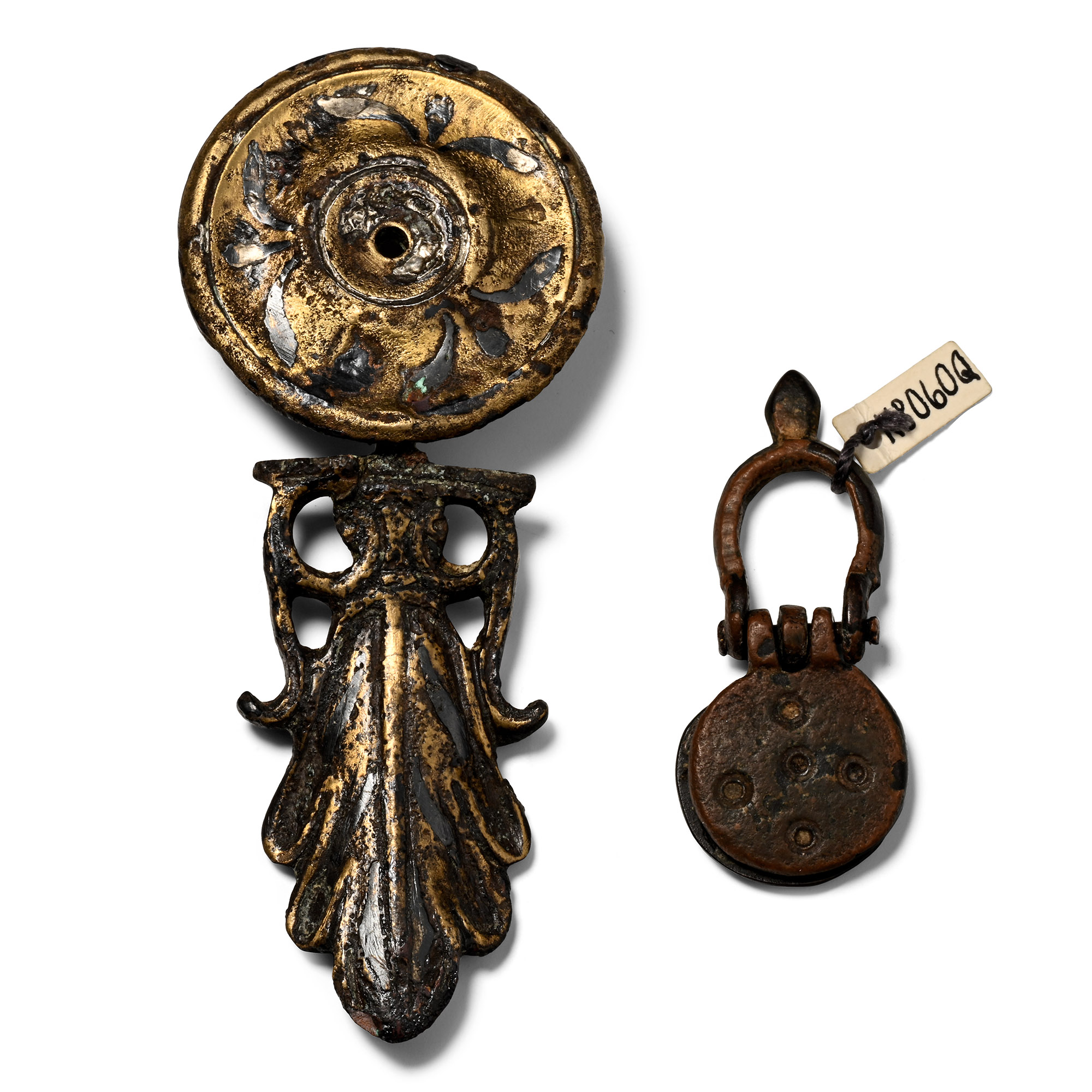 Roman Gilt Bronze Phalera and Seal Capsule