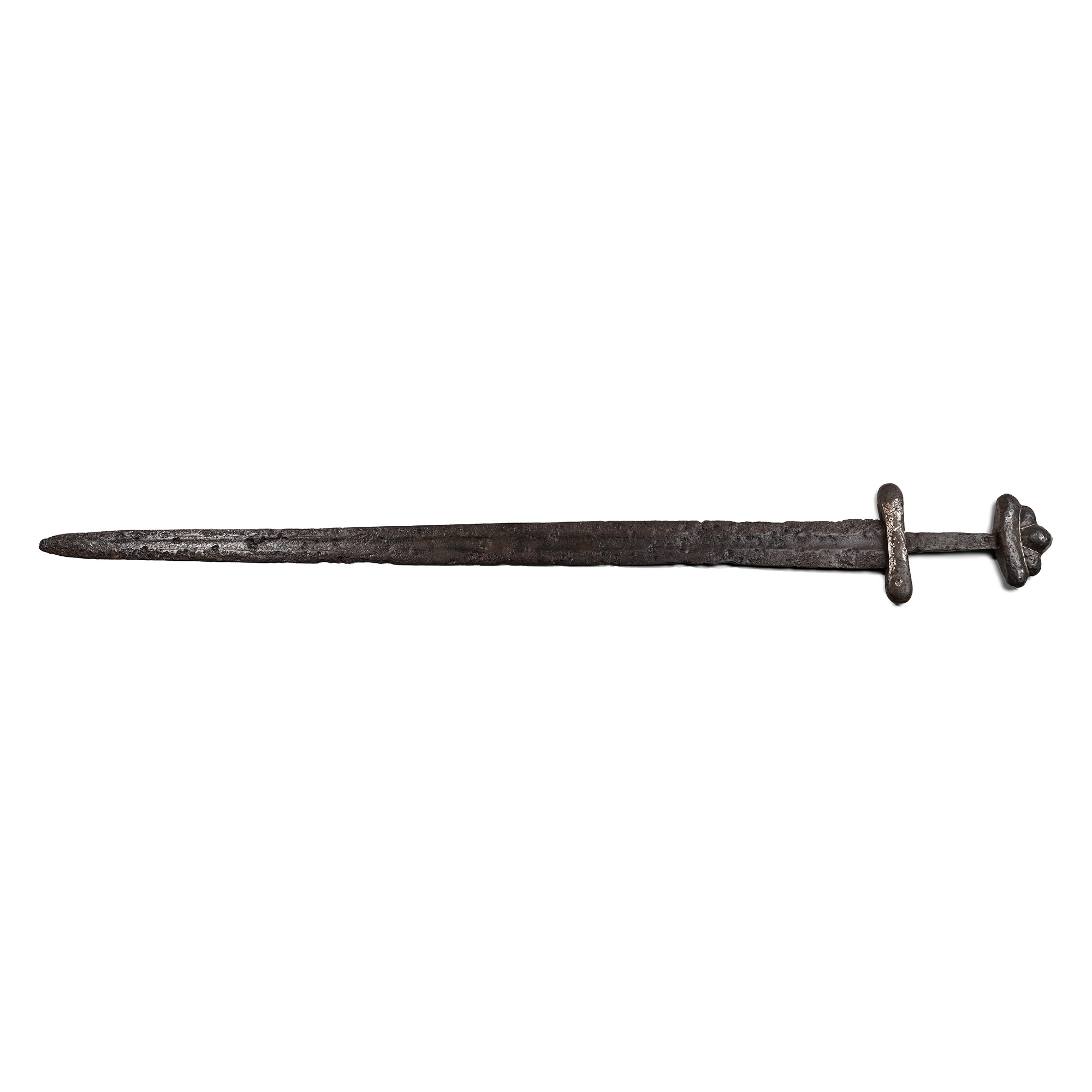 Viking Iron Sword with Silver-Inlaid Hilt