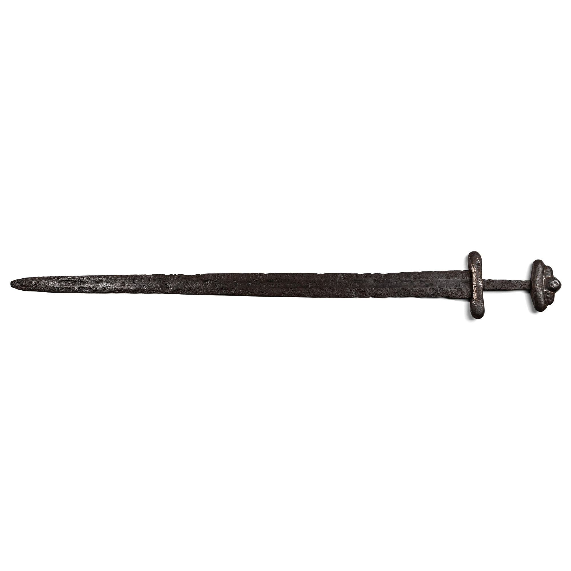 Viking Iron Sword with Silver-Inlaid Hilt
