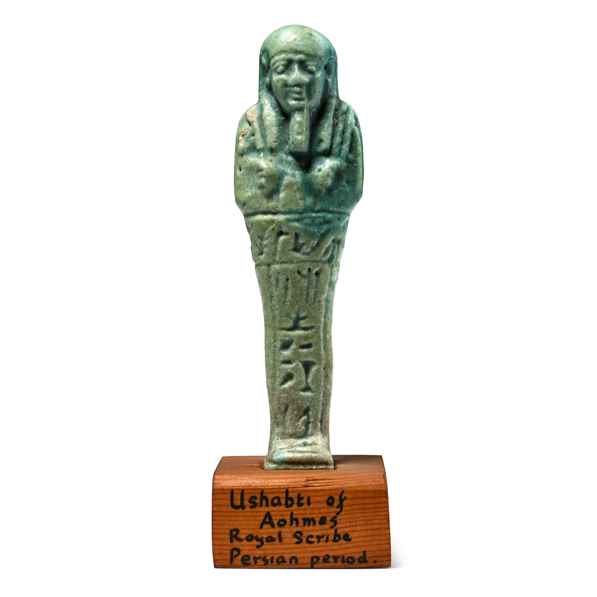 Egyptian Blue Glazed Faience Shabti of the Royal Scribe Aahmes