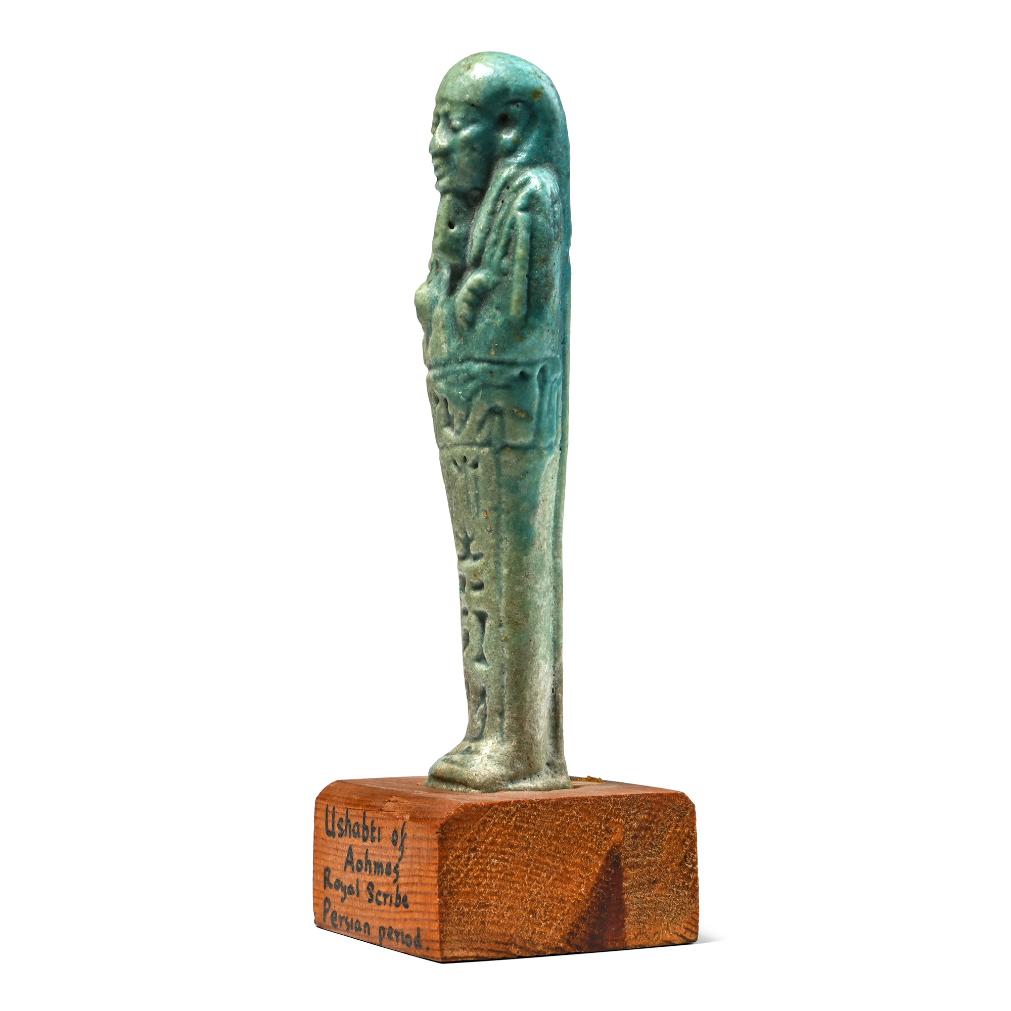 Egyptian Blue Glazed Faience Shabti of the Royal Scribe Aahmes