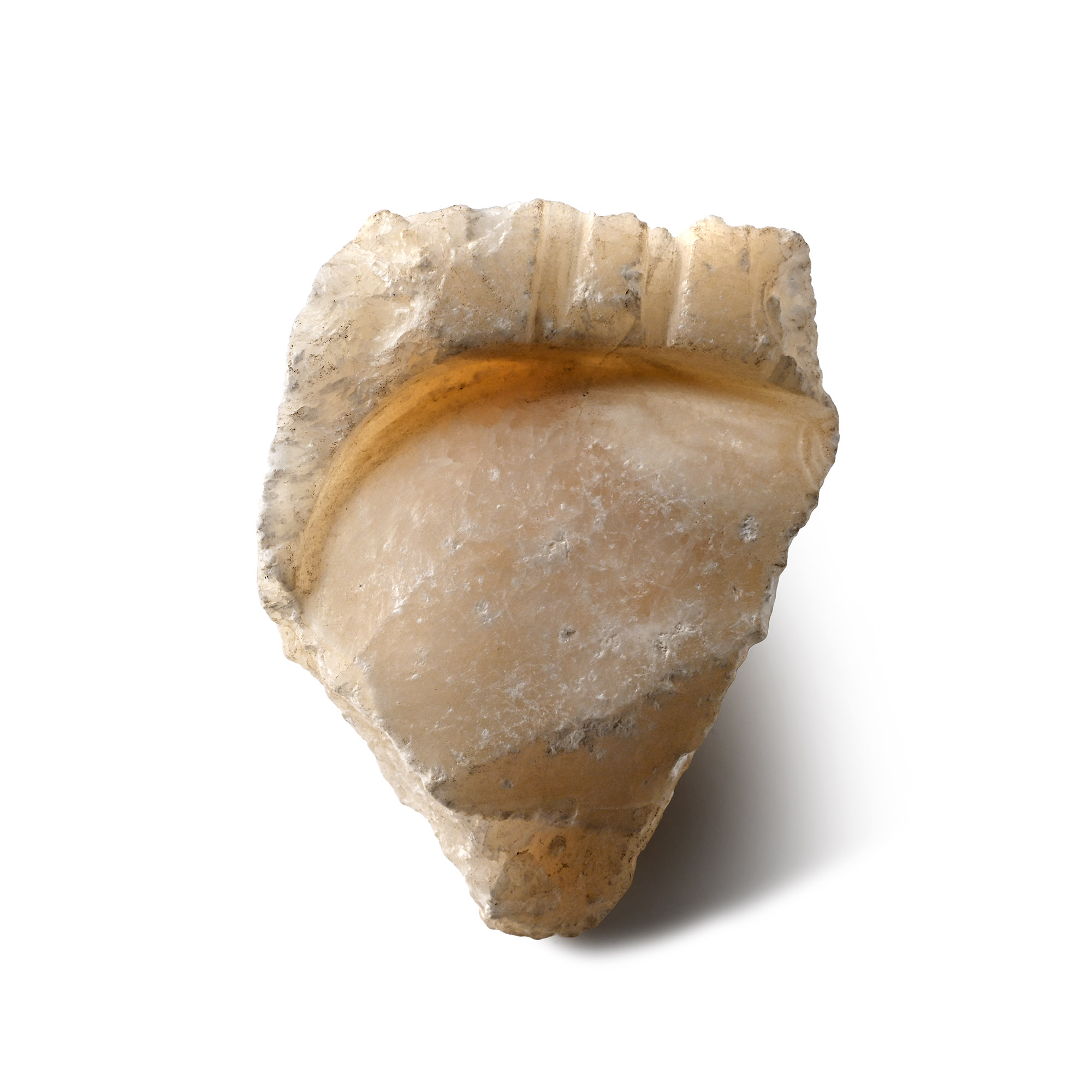 Egyptian Alabaster Fragment Probably from a Chest with a Representation of Pharaoh Akhenaten