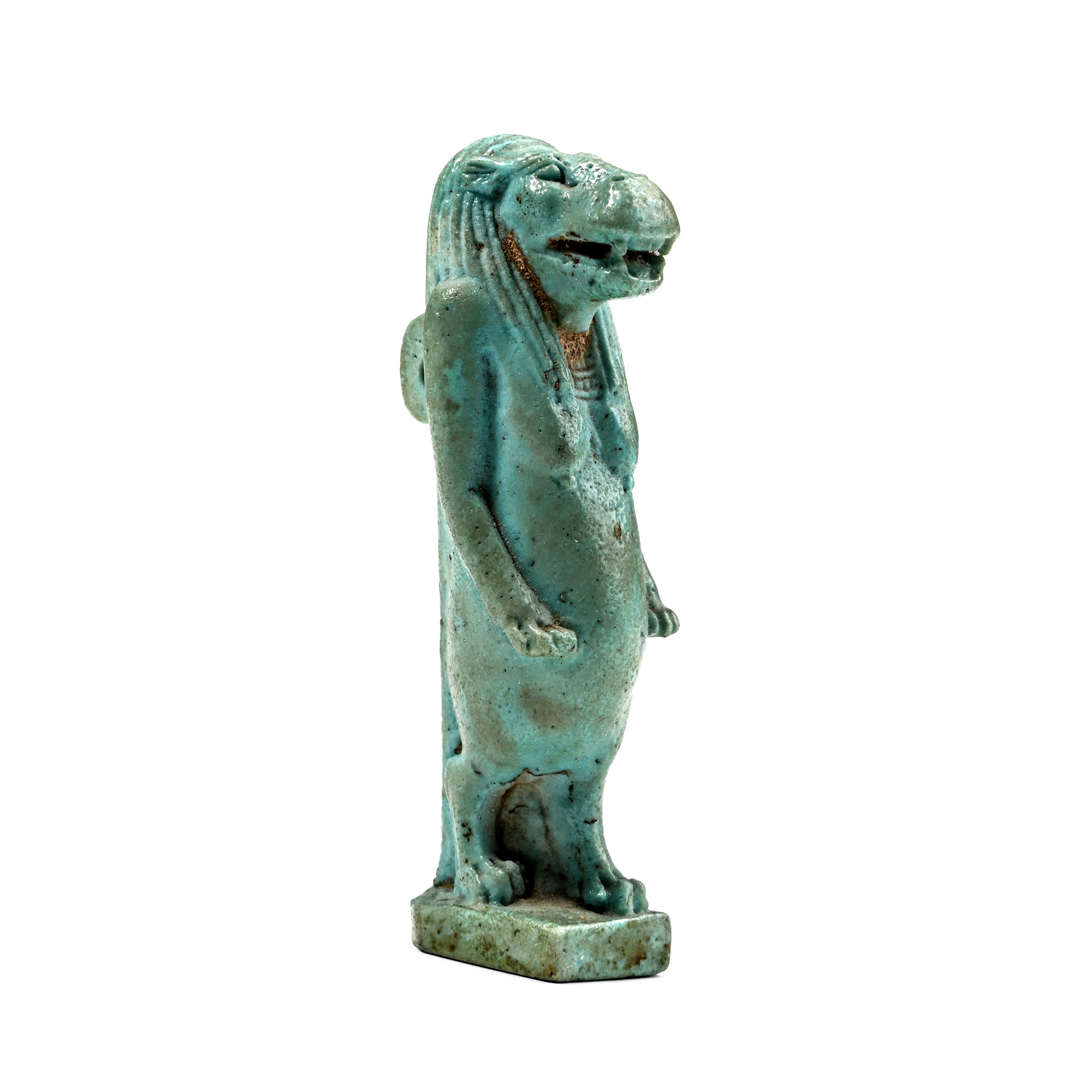 Egyptian Turquoise Blue Glazed Faience Amulet of Taweret