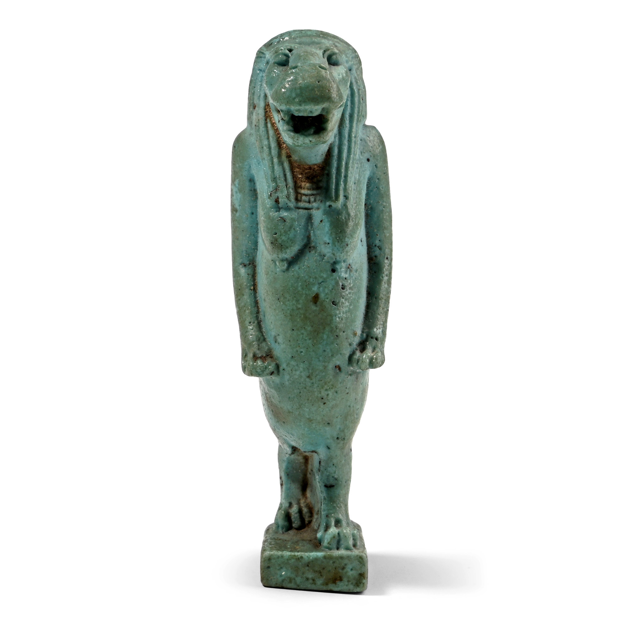Egyptian Turquoise Blue Glazed Faience Amulet of Taweret
