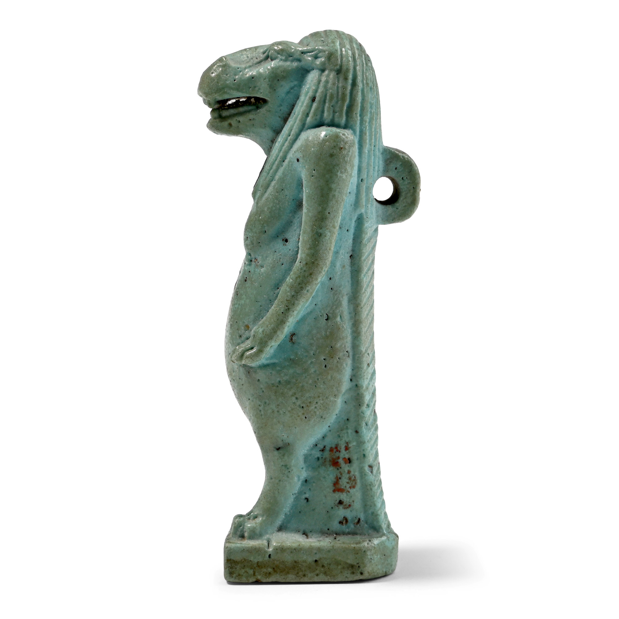 Egyptian Turquoise Blue Glazed Faience Amulet of Taweret