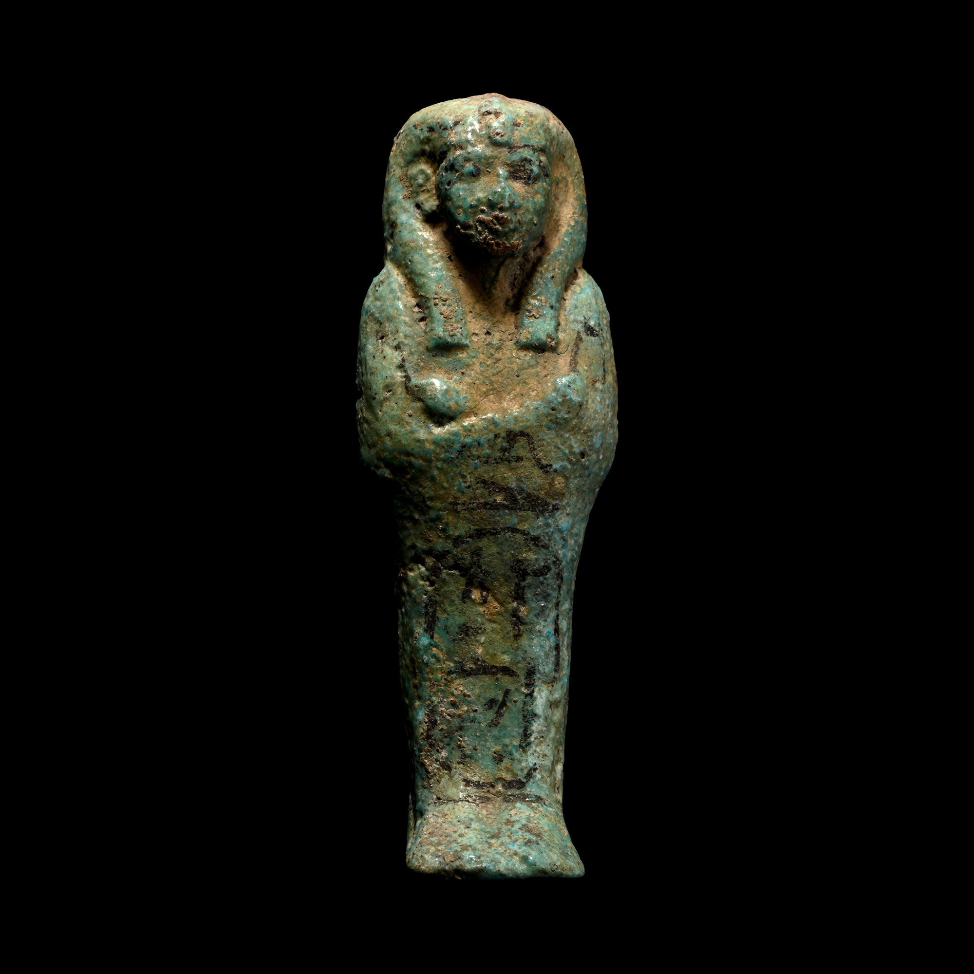 Egyptian Turquoise Blue Glazed Faience Shabti with Cartouche of Kedmerut