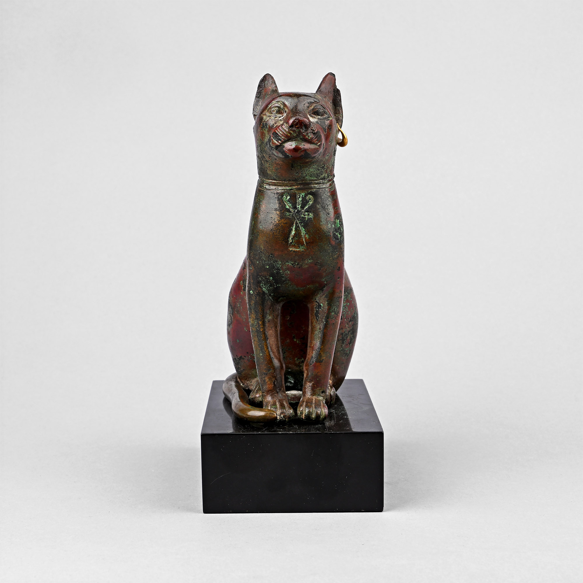 'The Clayton' Large Egyptian Bronze Seated Cat Statue of the Goddess Bastet