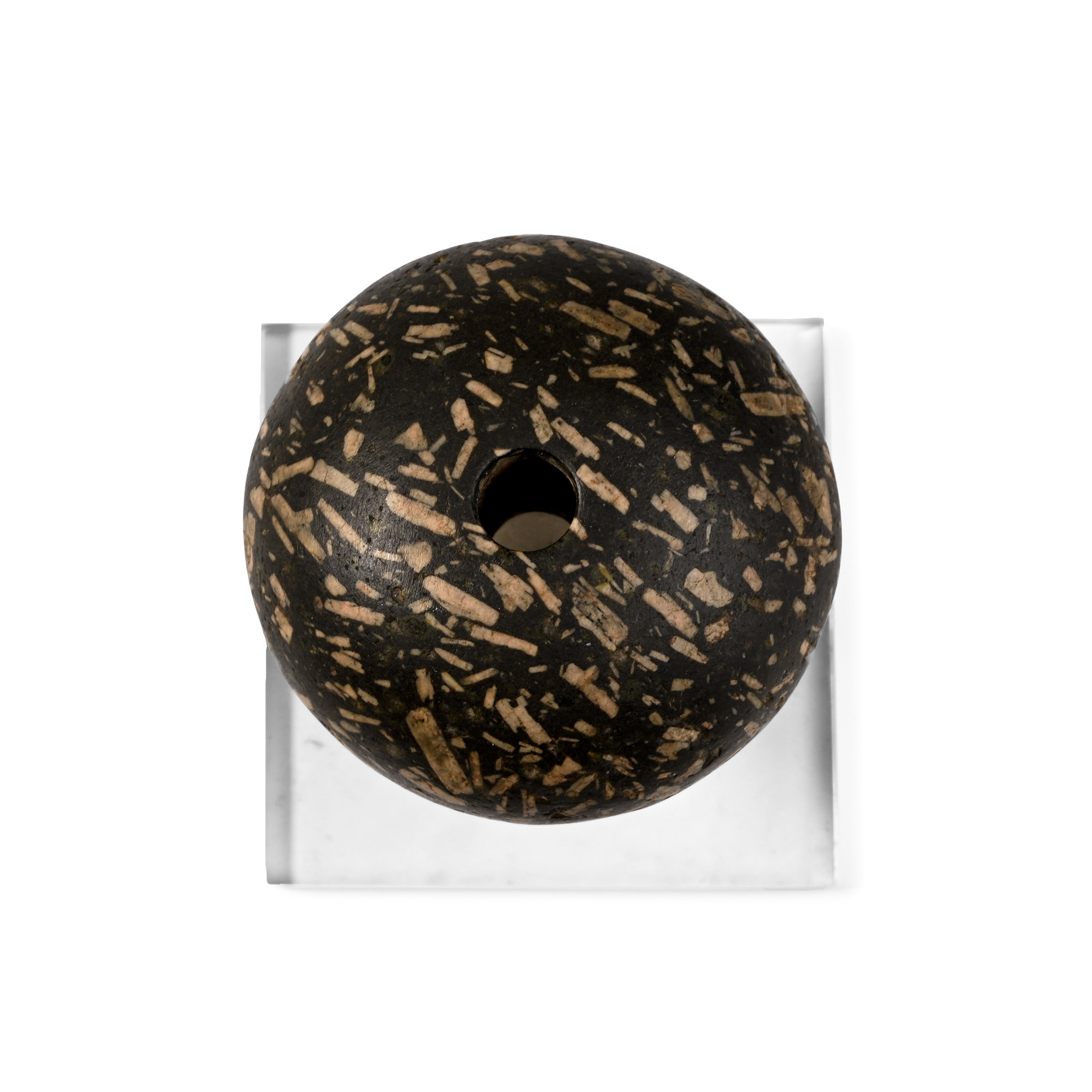 Egyptian Speckled Black and White Breccia Polished Macehead