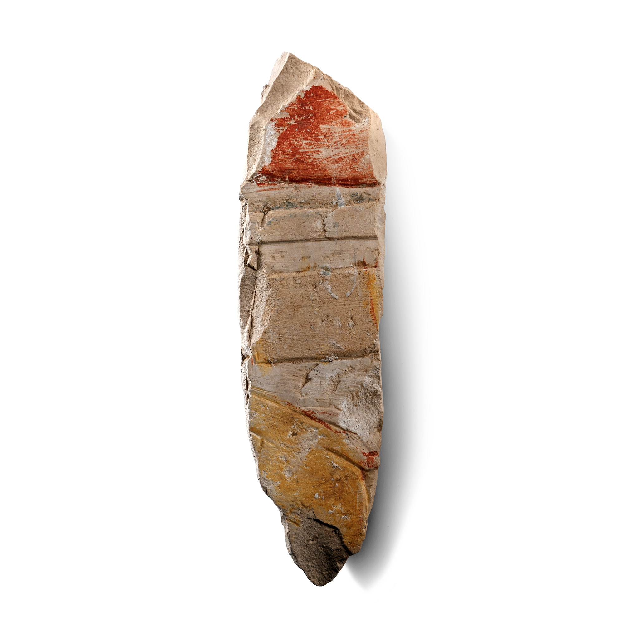 Egyptian Painted Limestone Tomb Wall Fragment