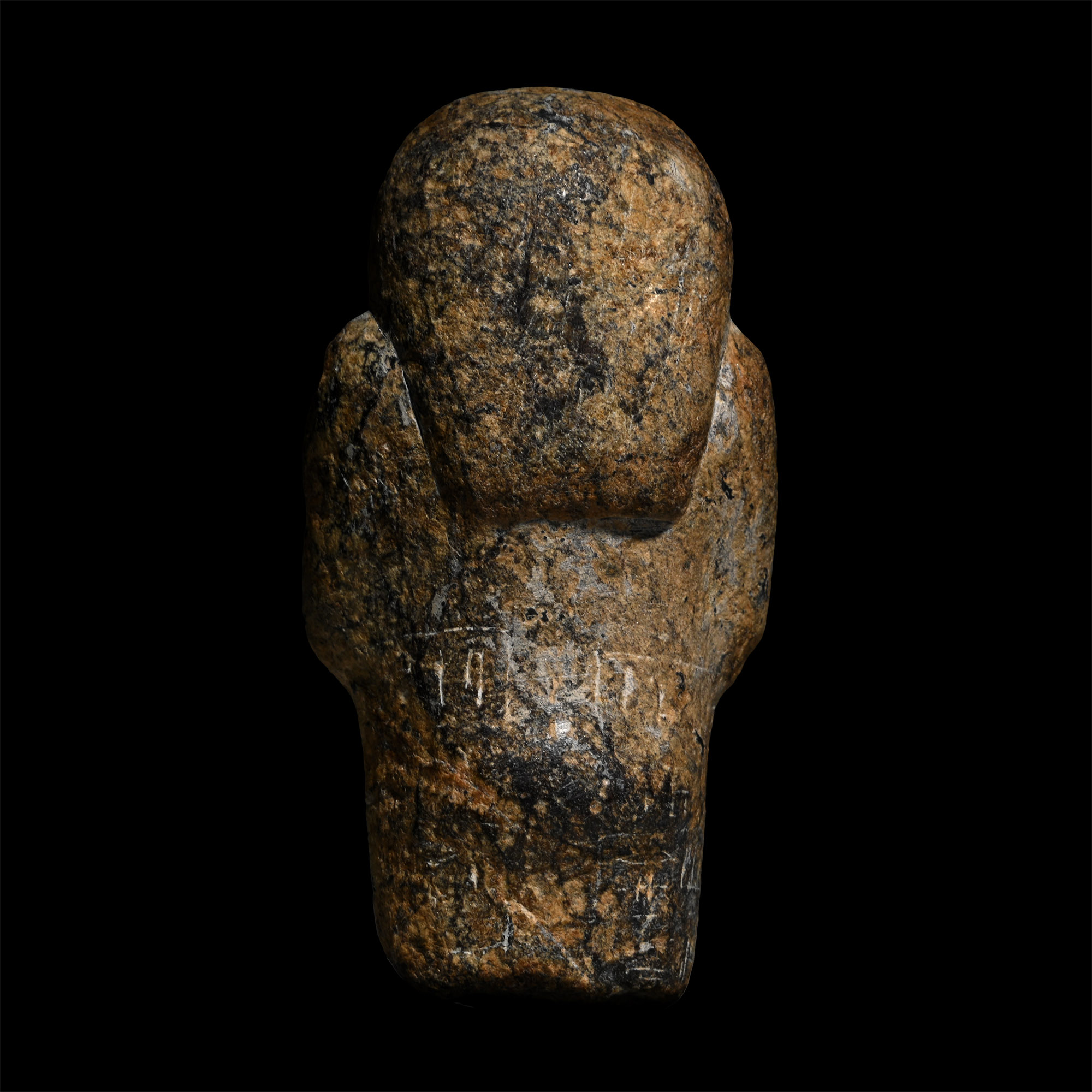 Egyptian Yellow and Black Serpentine Hieroglyphic Shabti