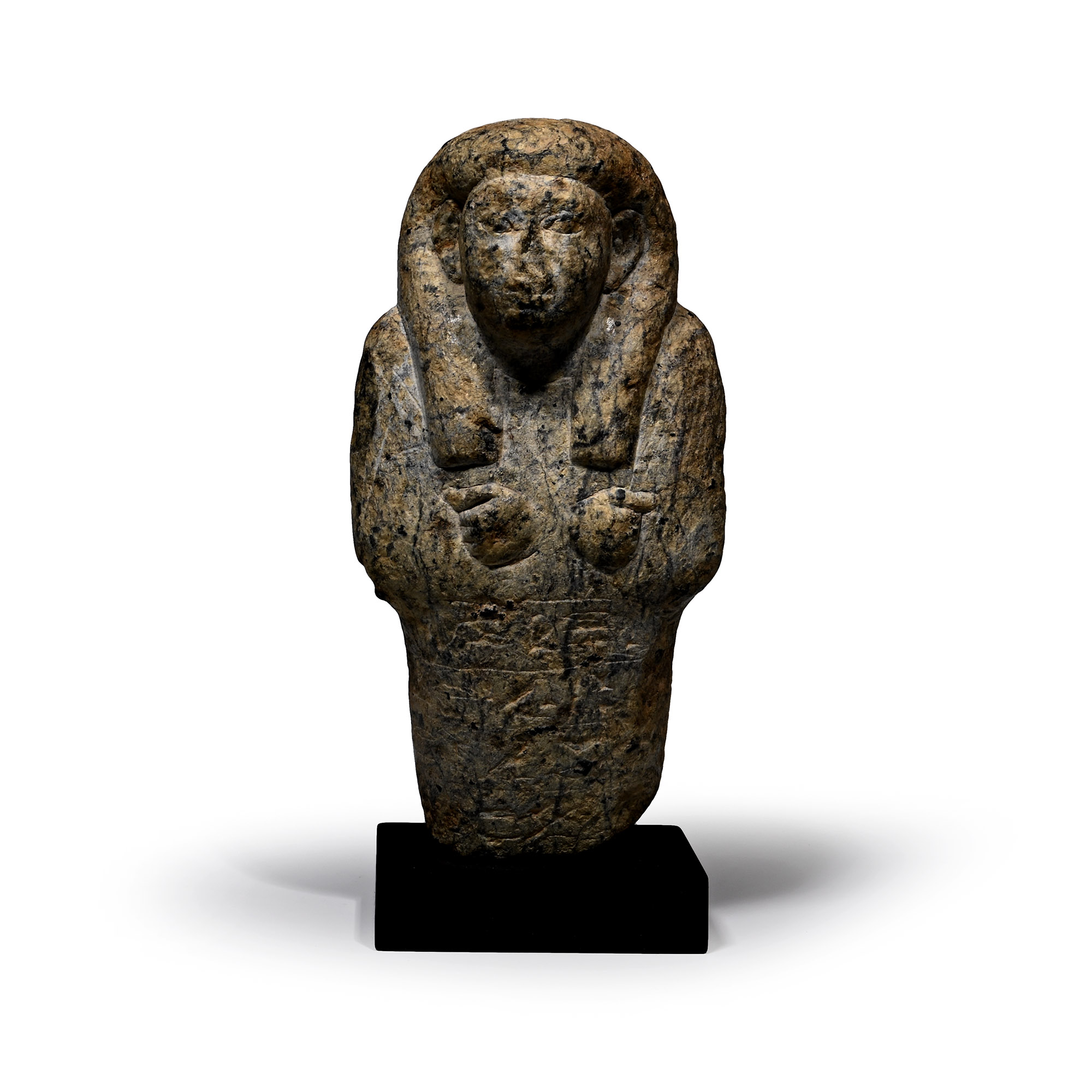 Egyptian Yellow and Black Serpentine Hieroglyphic Shabti