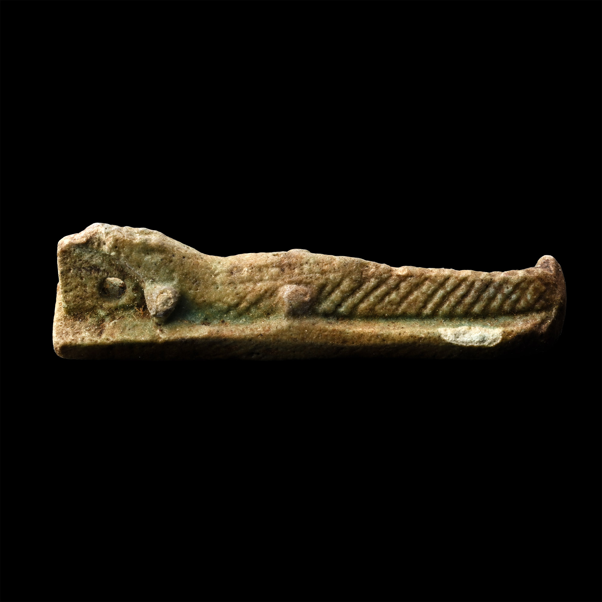 Egyptian Green Glazed Faience Crocodile God Amulet