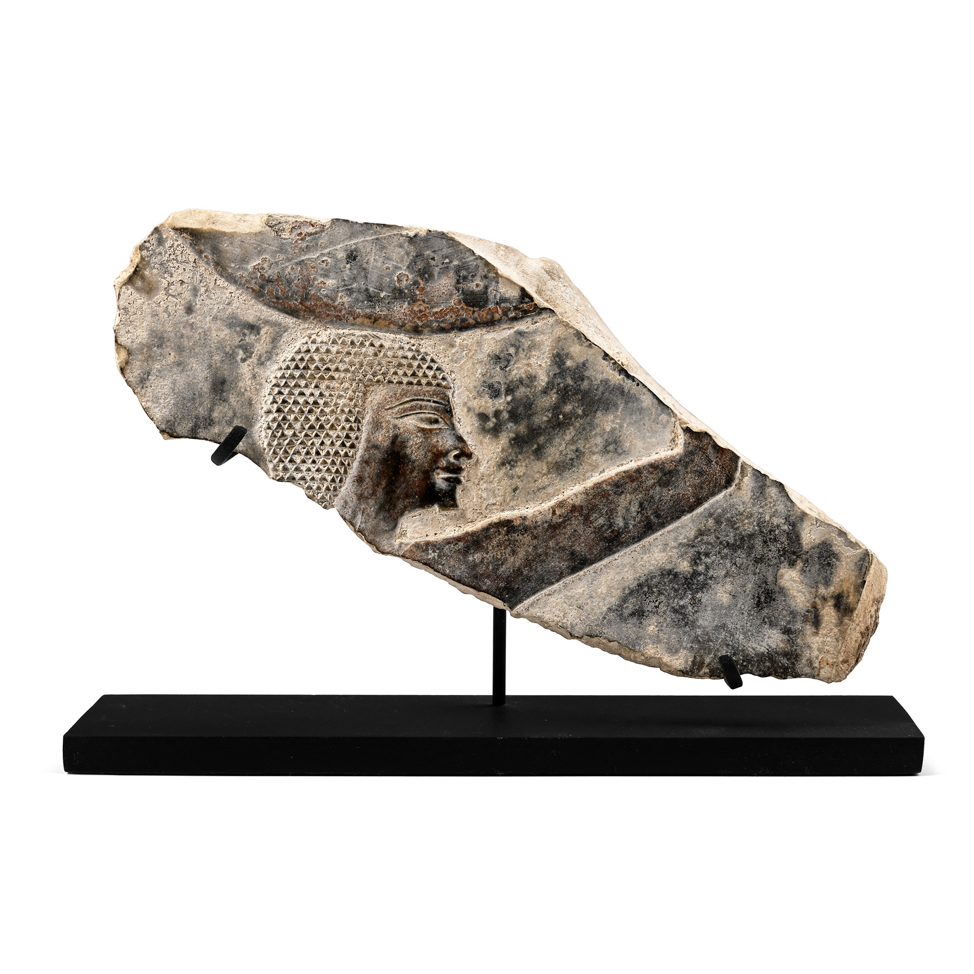 Egyptian Limestone Relief Fragment of a Man