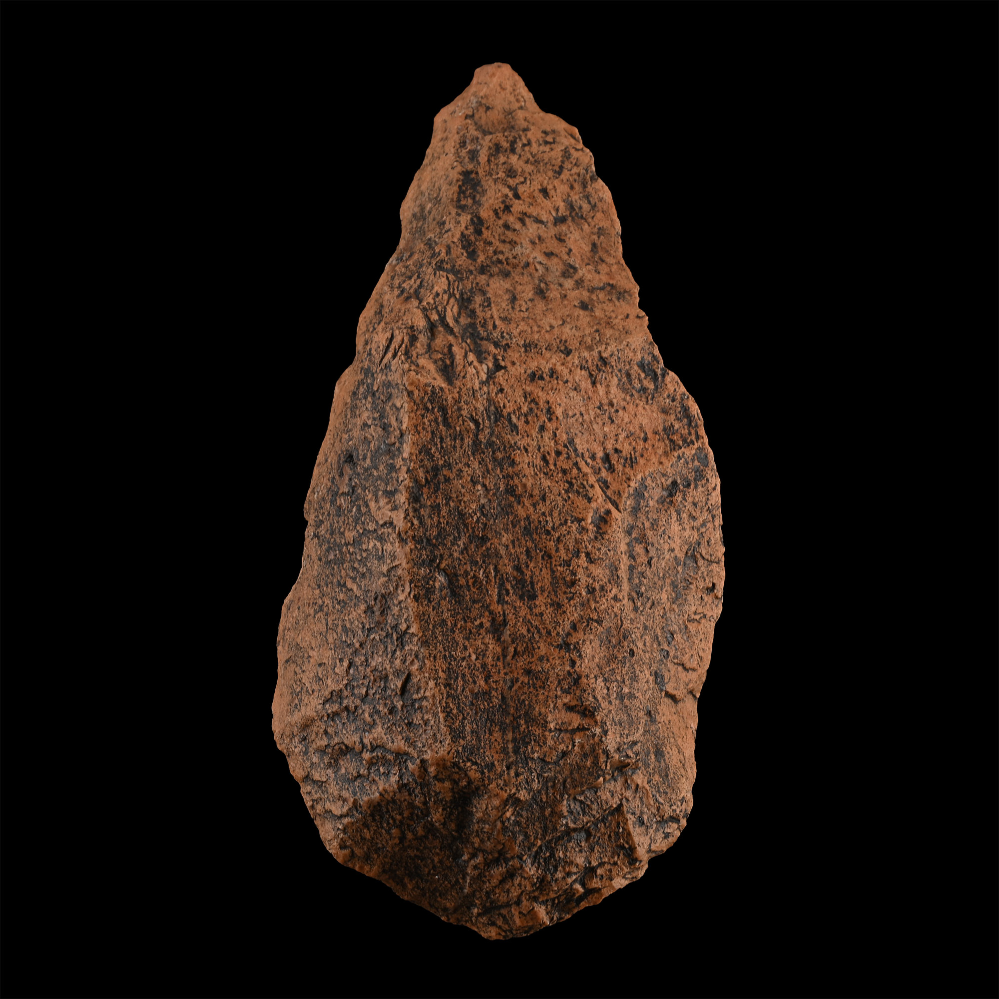 Large Stone Age Red Quatzite Homo Erectus Pointed Handaxe