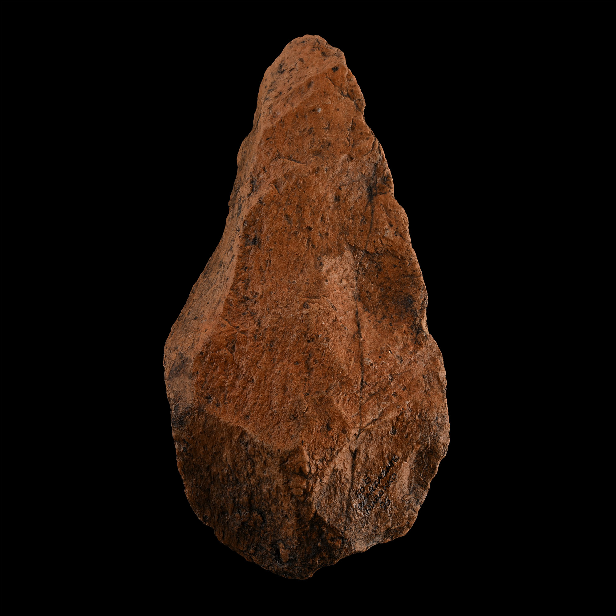 Large Stone Age Red Quatzite Homo Erectus Pointed Handaxe