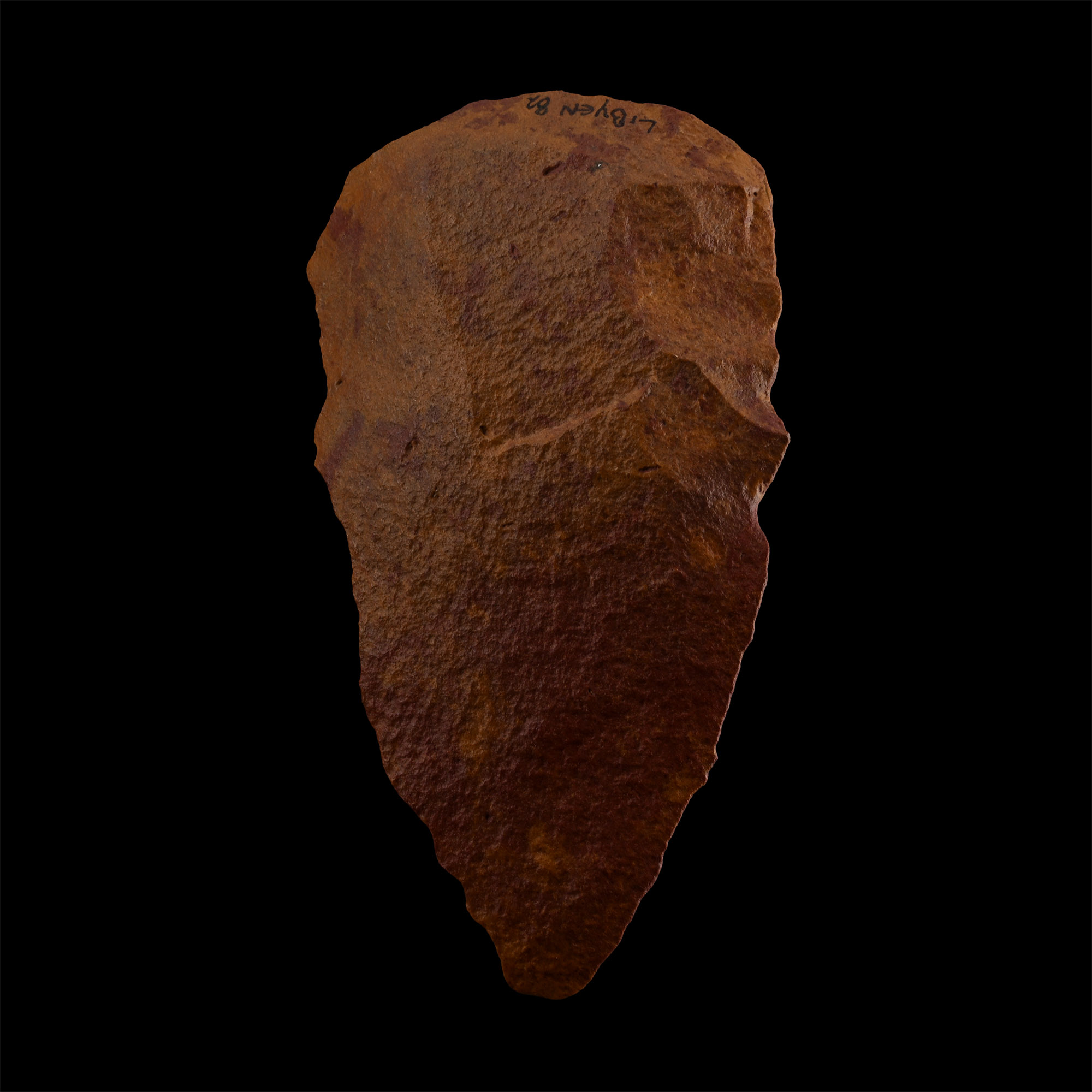 Large Stone Age Red Quatzite Pointed Handaxe