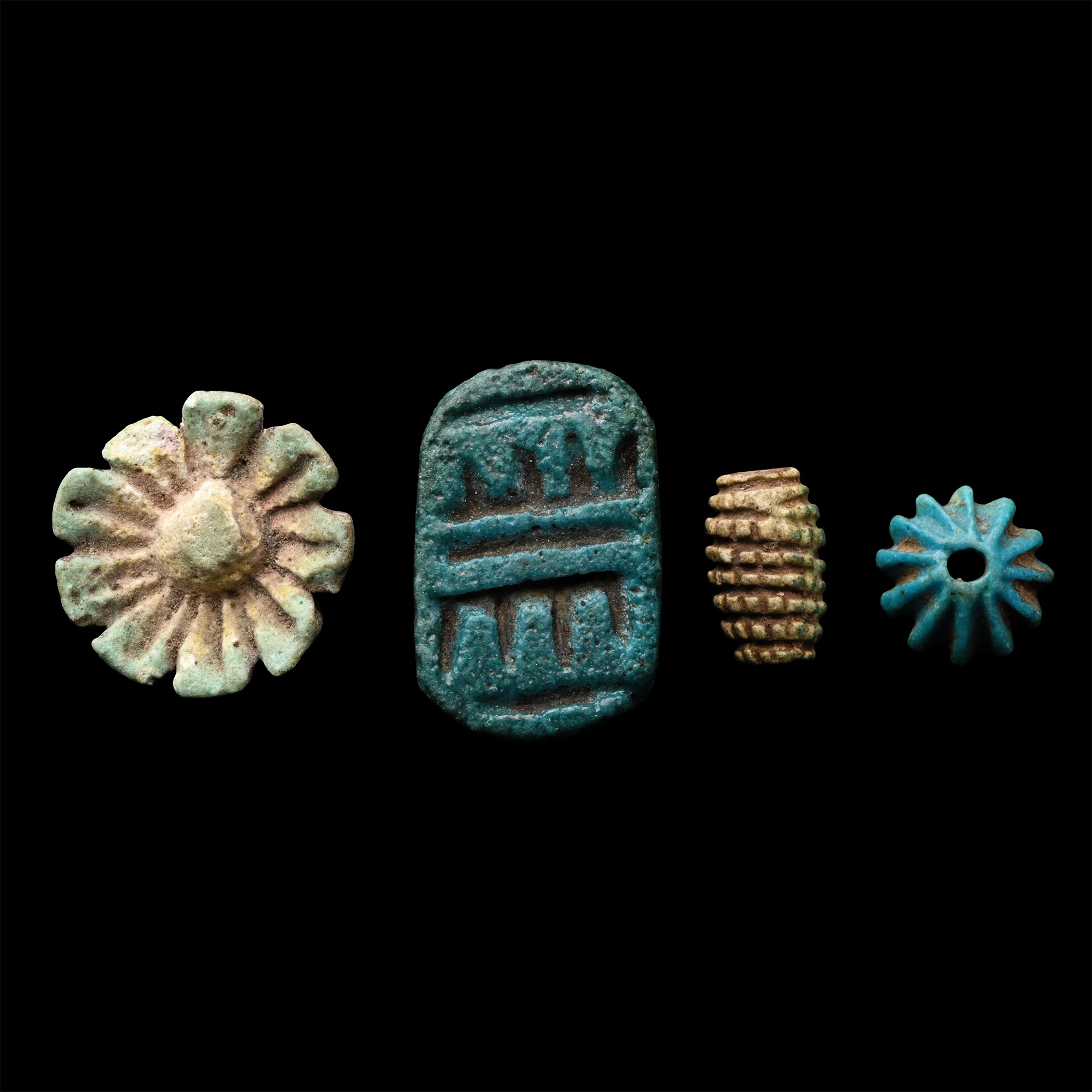 Egyptian Decorative Glazed Faience Amulet Collection