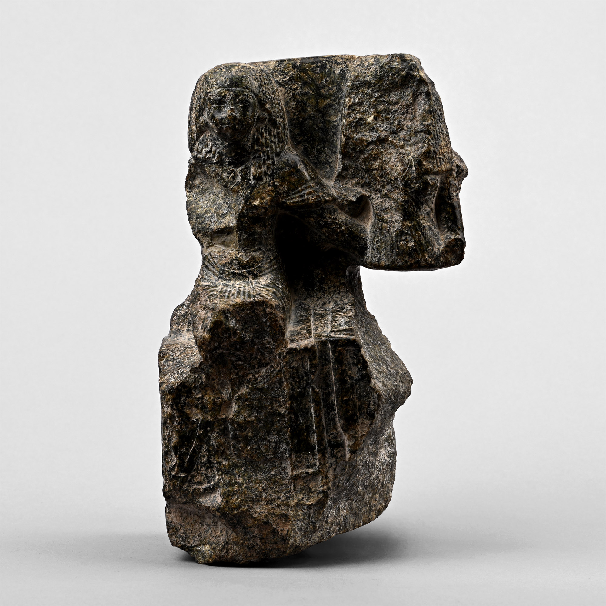 Egyptian Serpentine Statuette of a Seated Couple