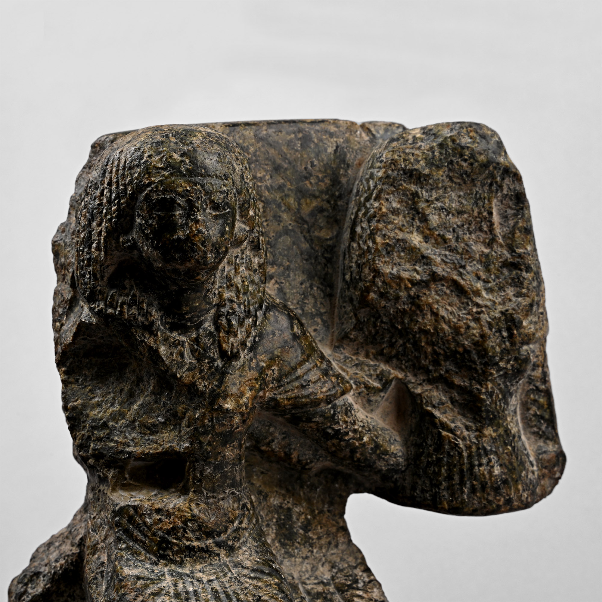 Egyptian Serpentine Statuette of a Seated Couple