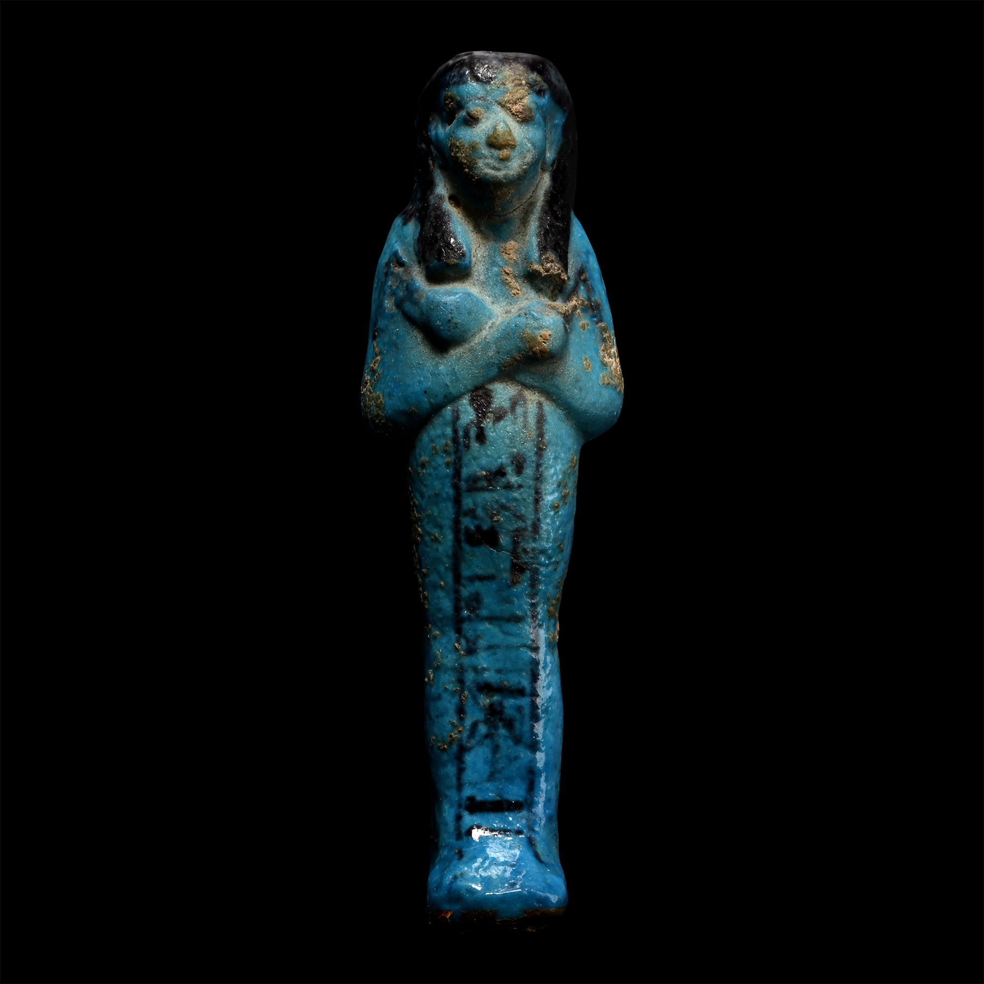 Egyptian Blue Glazed Hieroglyphic Shabti