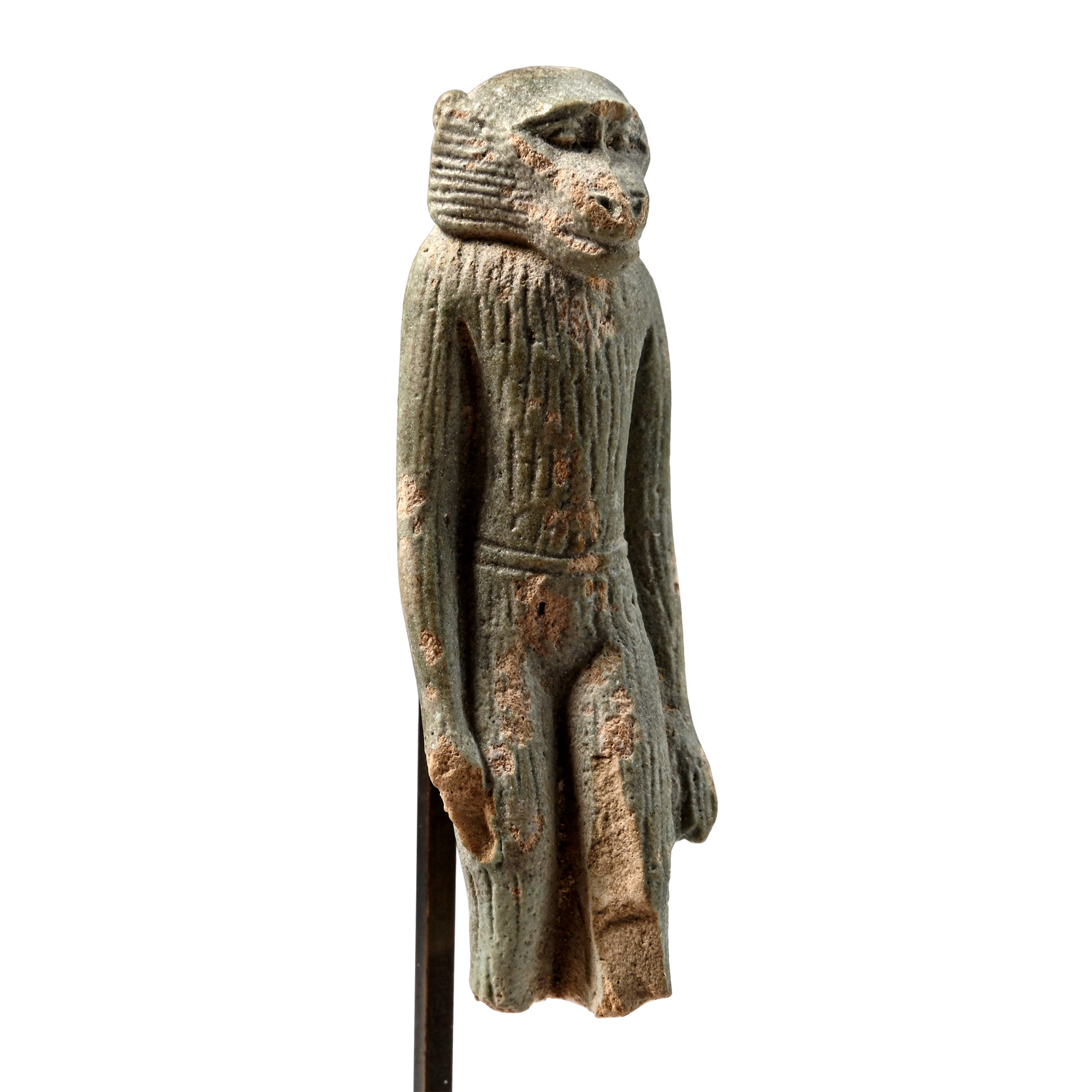 Egyptian Faience Amulet in the Shape of a Striding Monkey