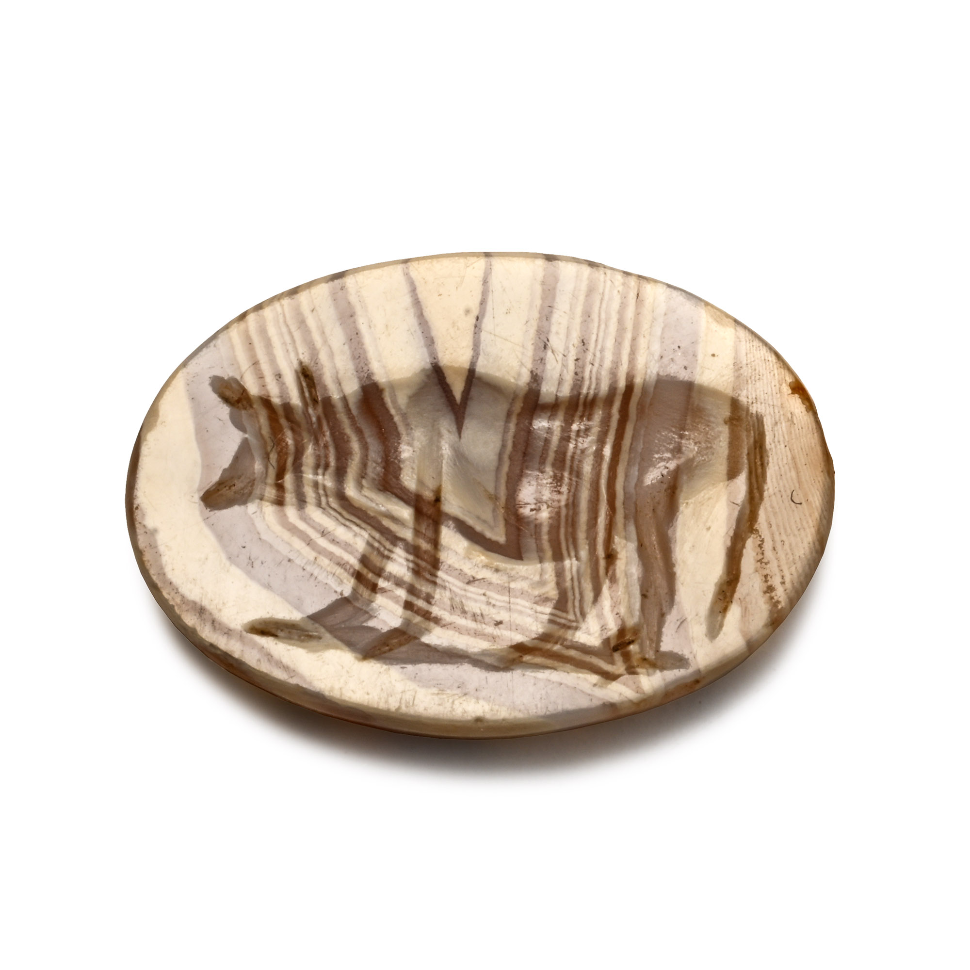 Roman Banded Agate Gemstone with Engraved Bull