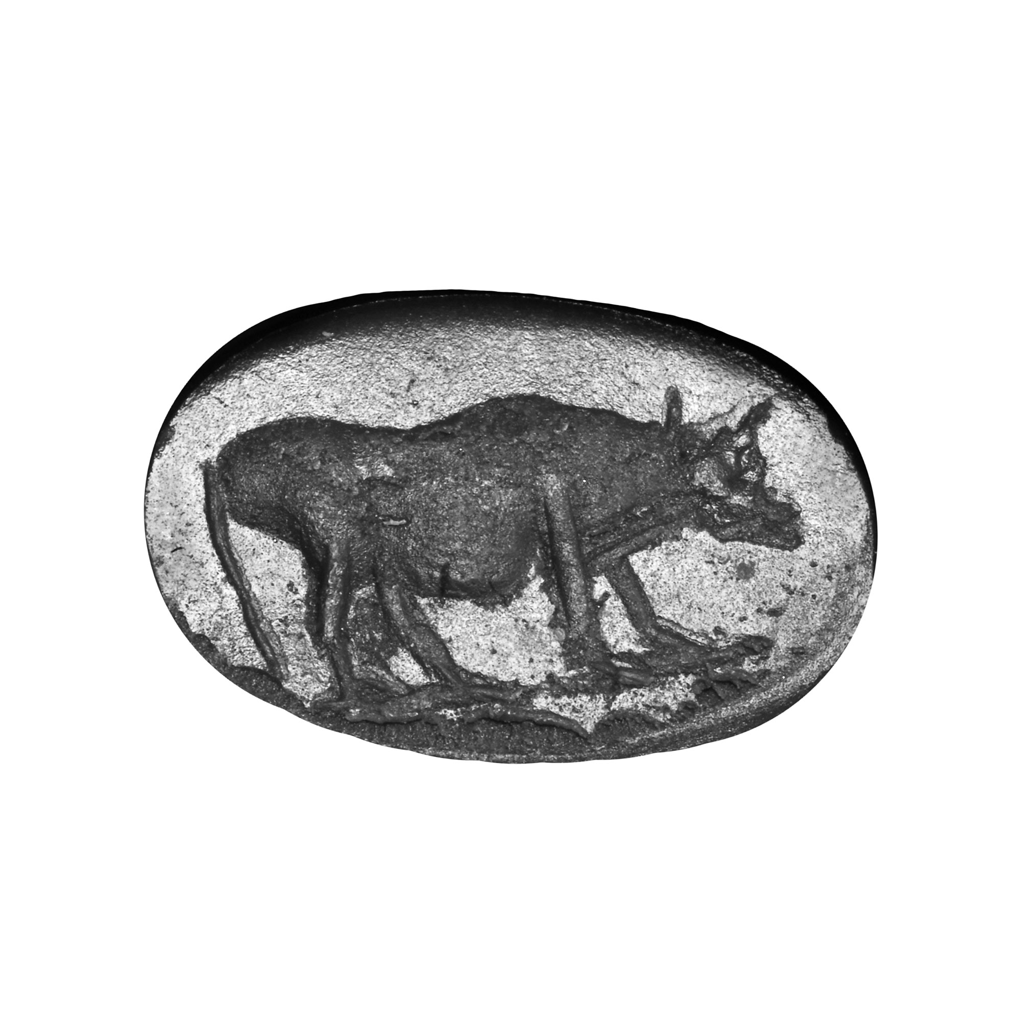 Roman Banded Agate Gemstone with Engraved Bull