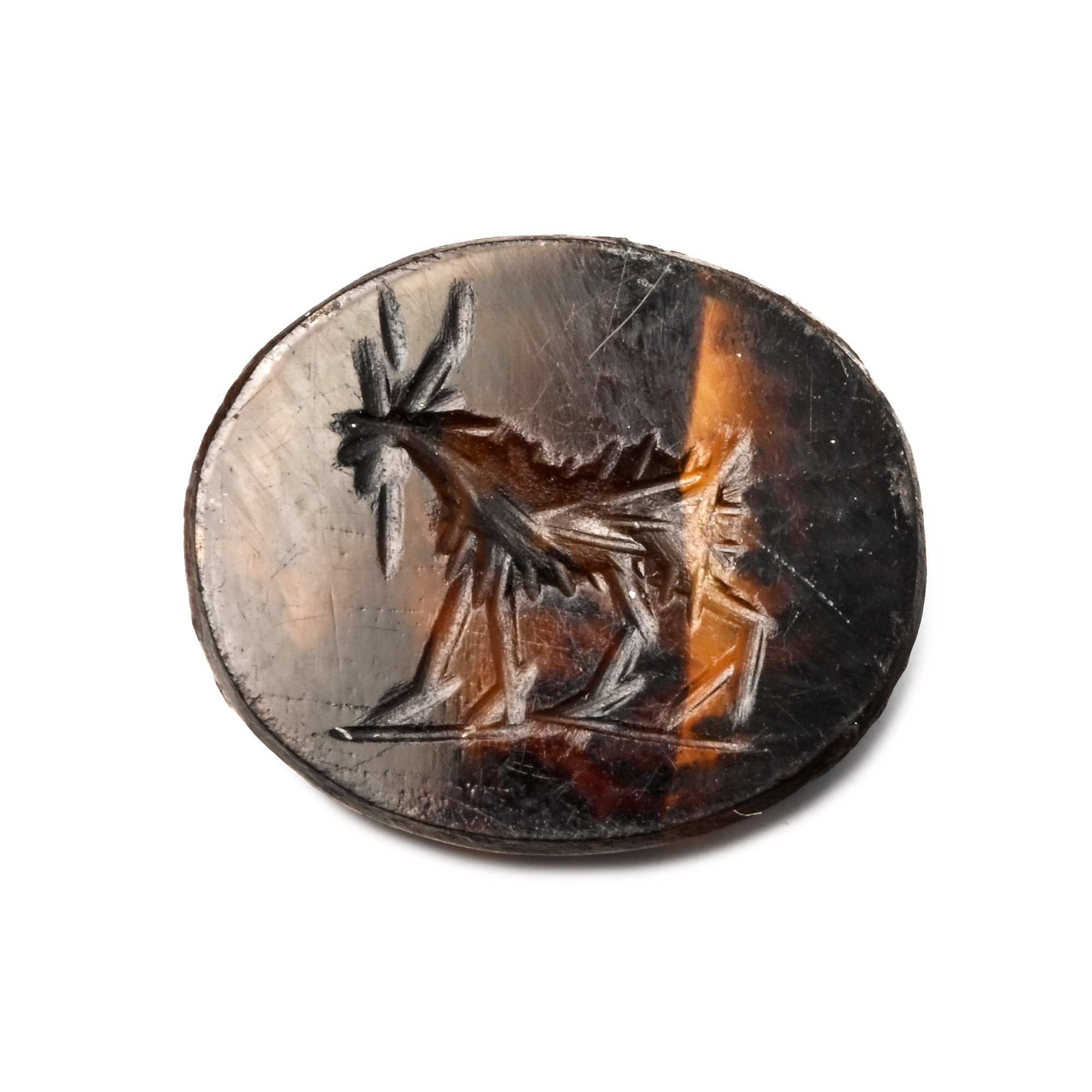 Roman Brown Chalcedony Gemstone with Goat