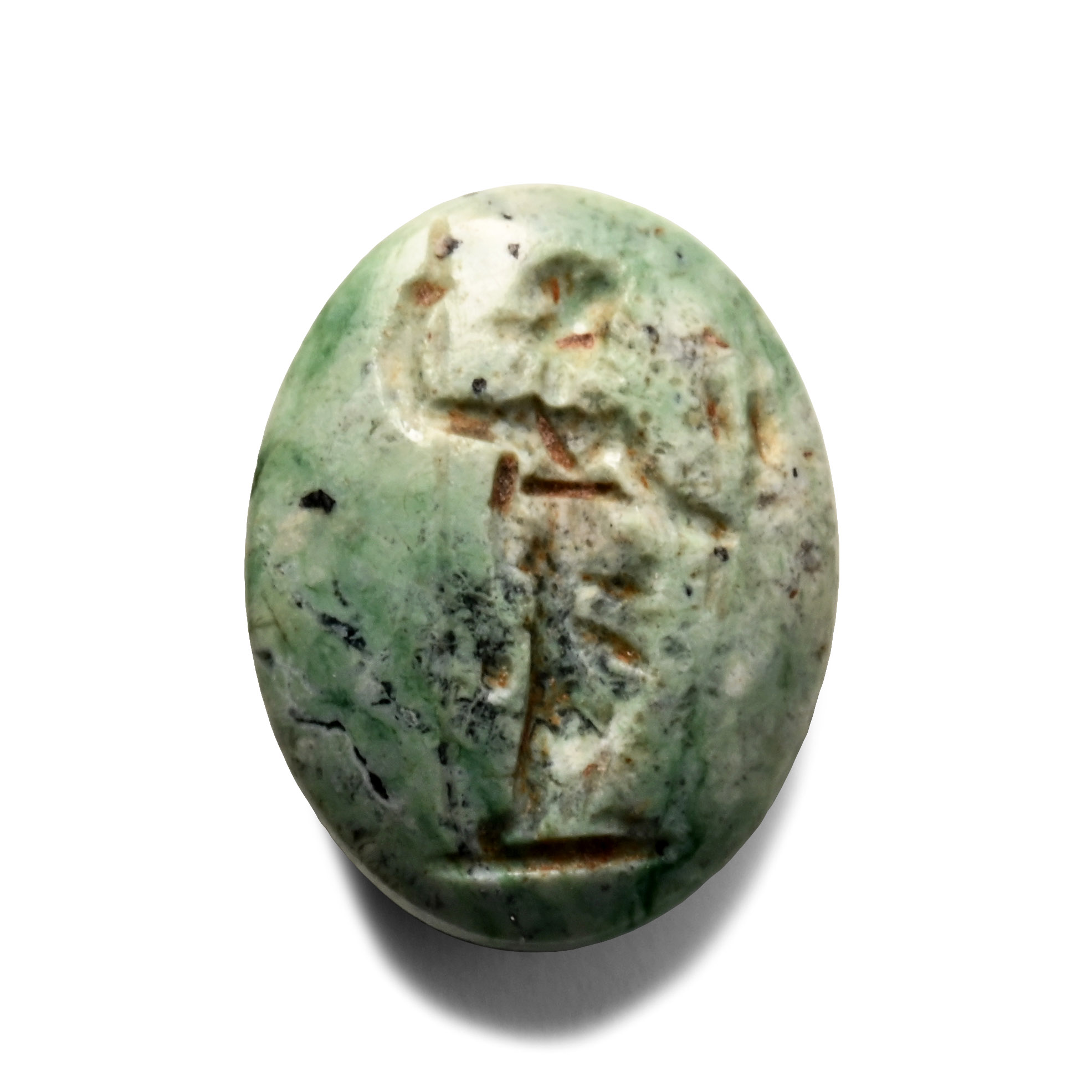 Roman Green Feldspar Gemstone with Goddess Ceres