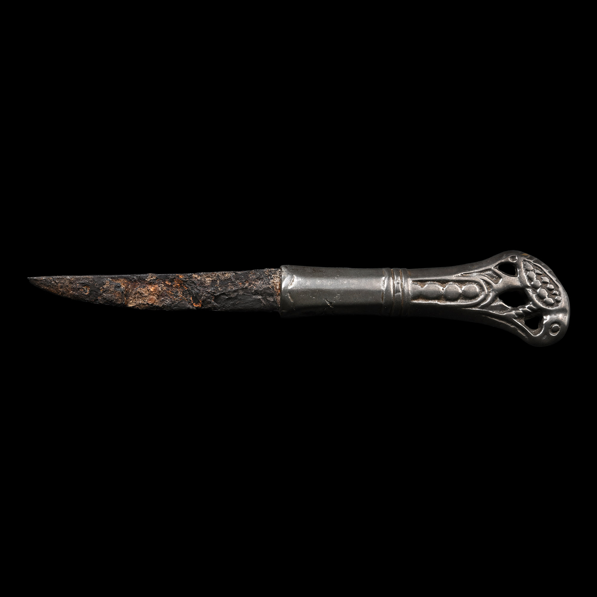 Western Siberian Iron Knife with Handle in the Shape of a Raptor