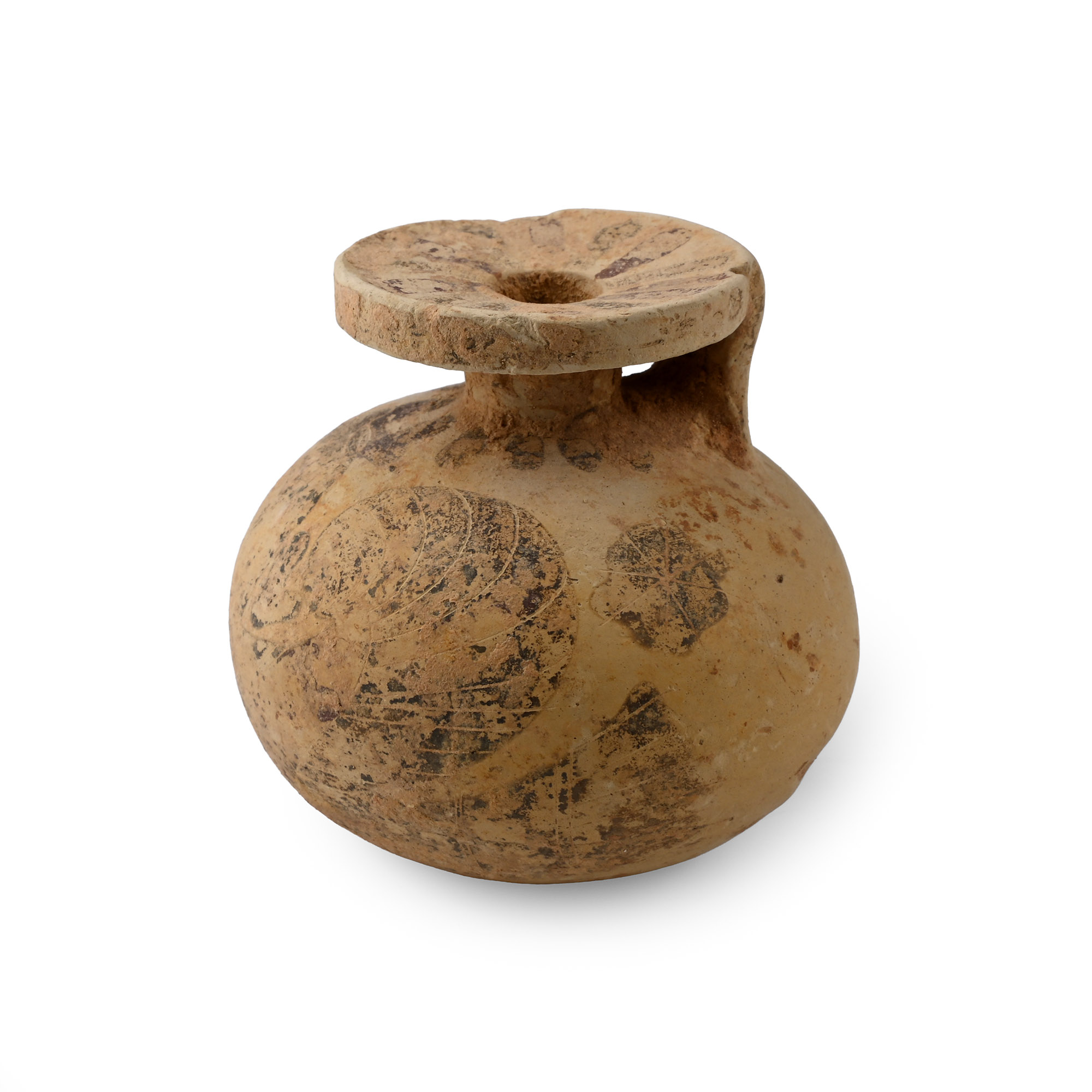 Corinthian Terracotta Round Aryballos with Siren