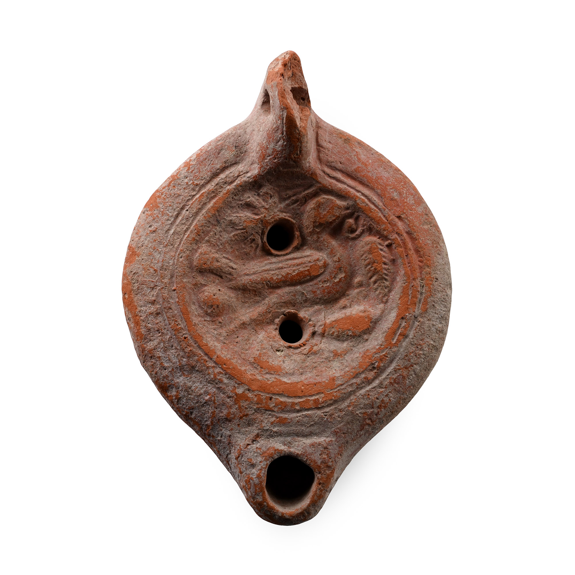 Roman Buffware Oil Lamp with Bird