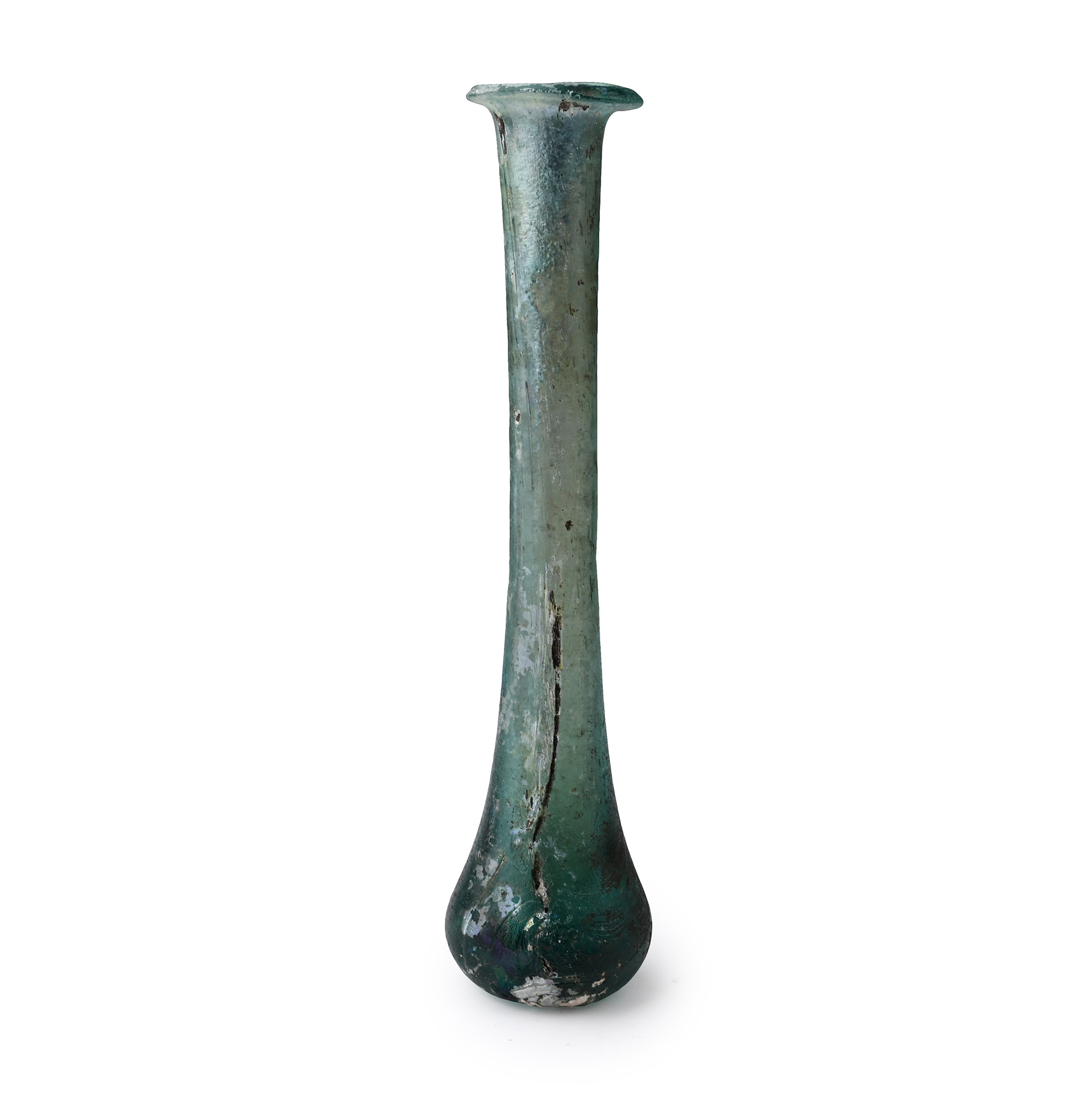 Roman Iridescent Turquoise Glass Unguentarium