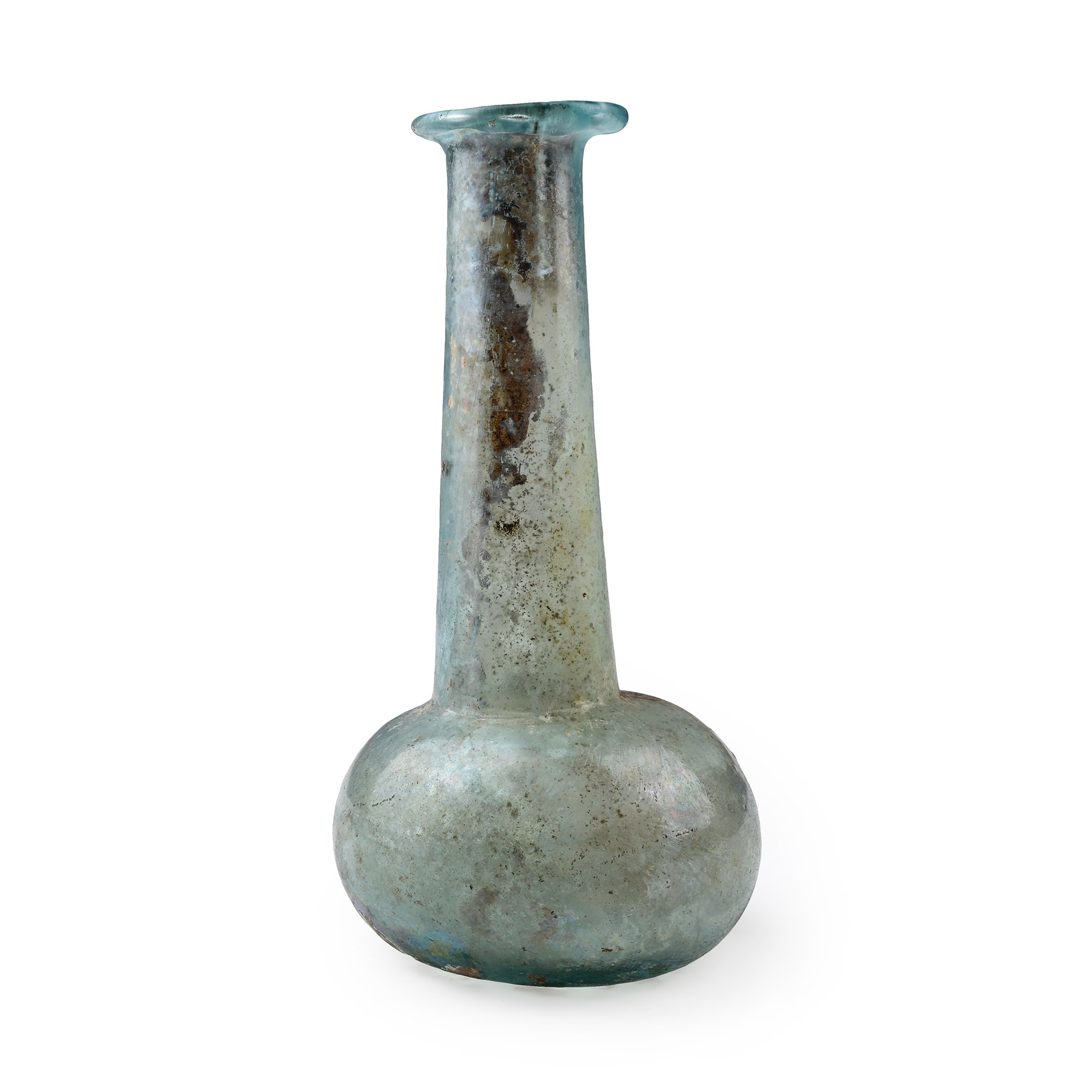 Large Roman Blue Glass Ampulla
