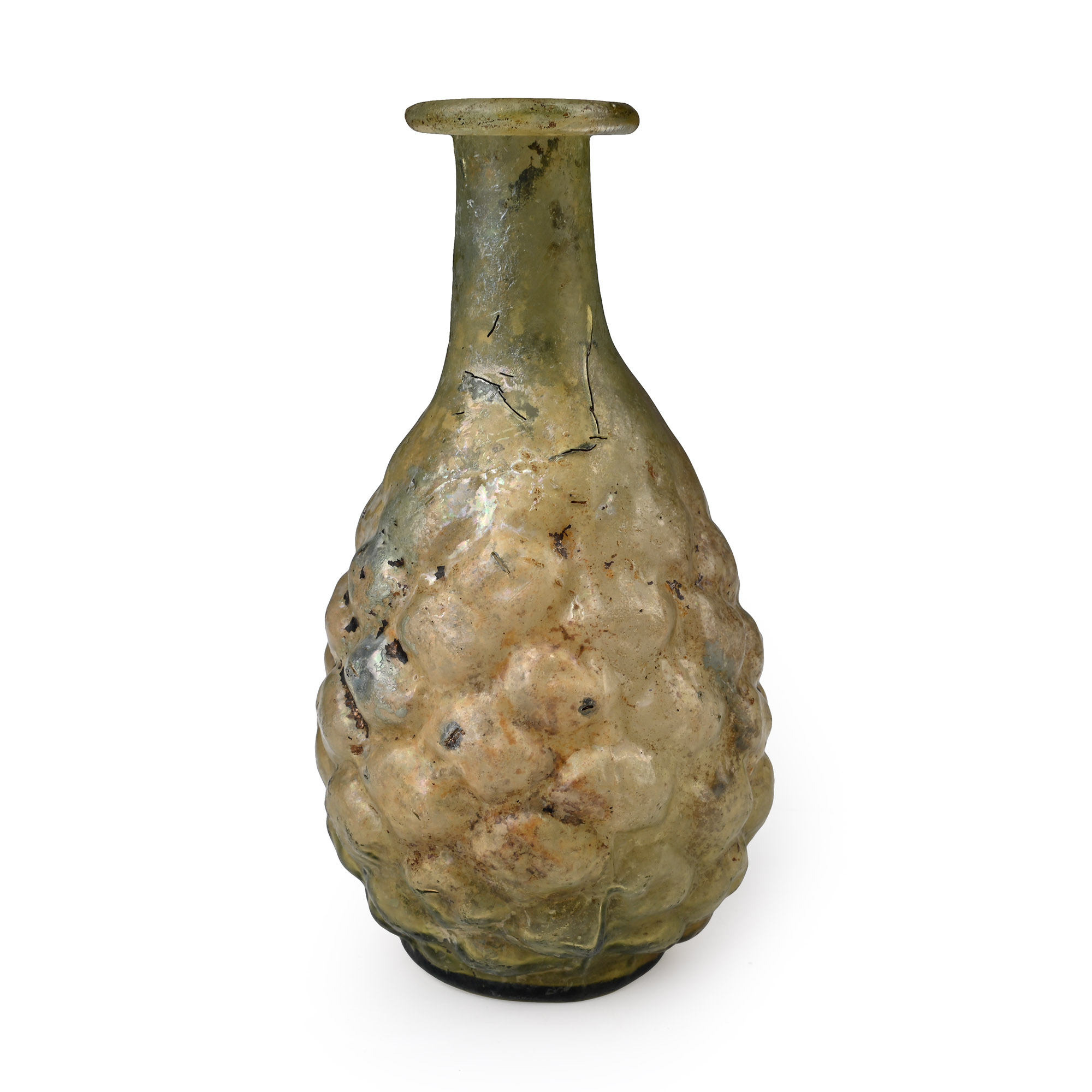 Very Large Roman Pale Green Glass Pinecone Flask