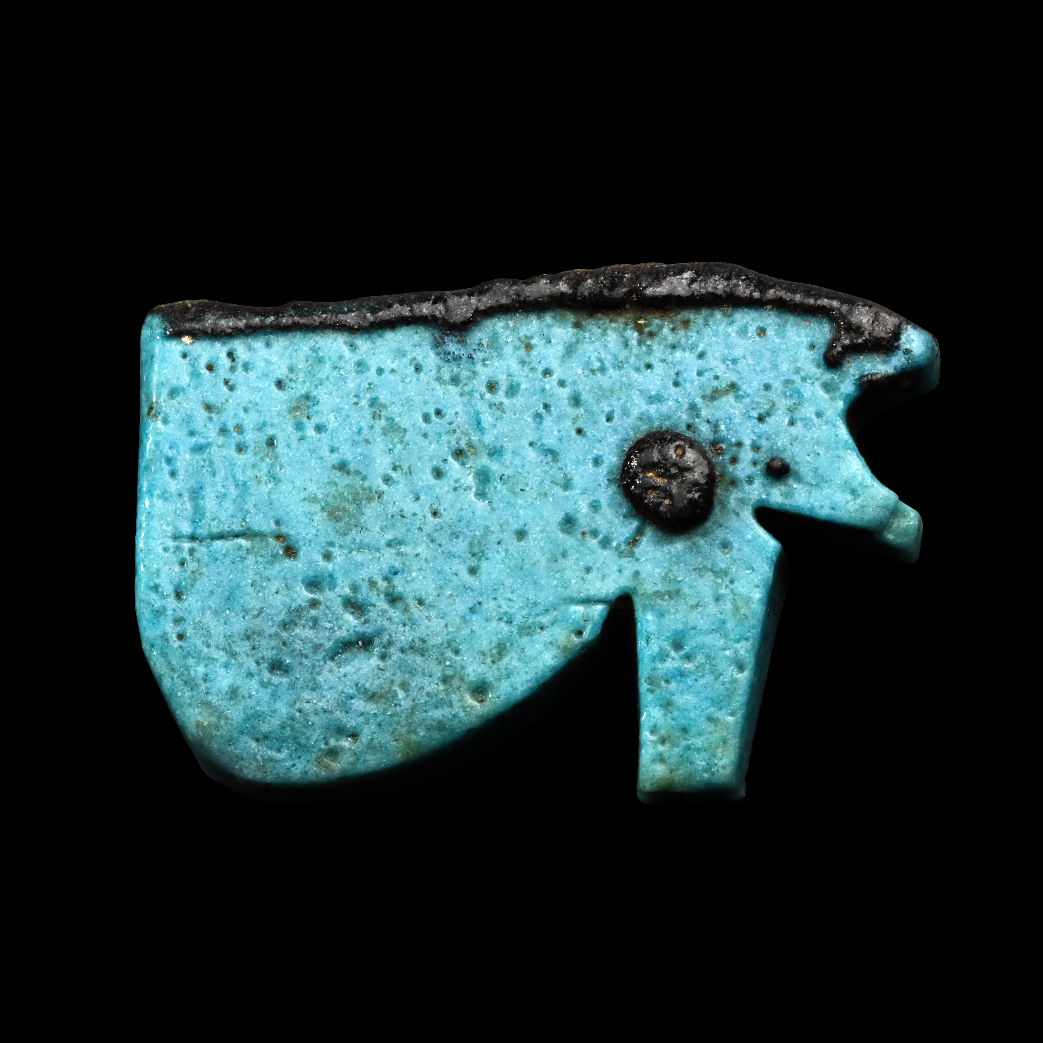 Large Egyptian Blue Glazed Faience Eye of Horus Amulet