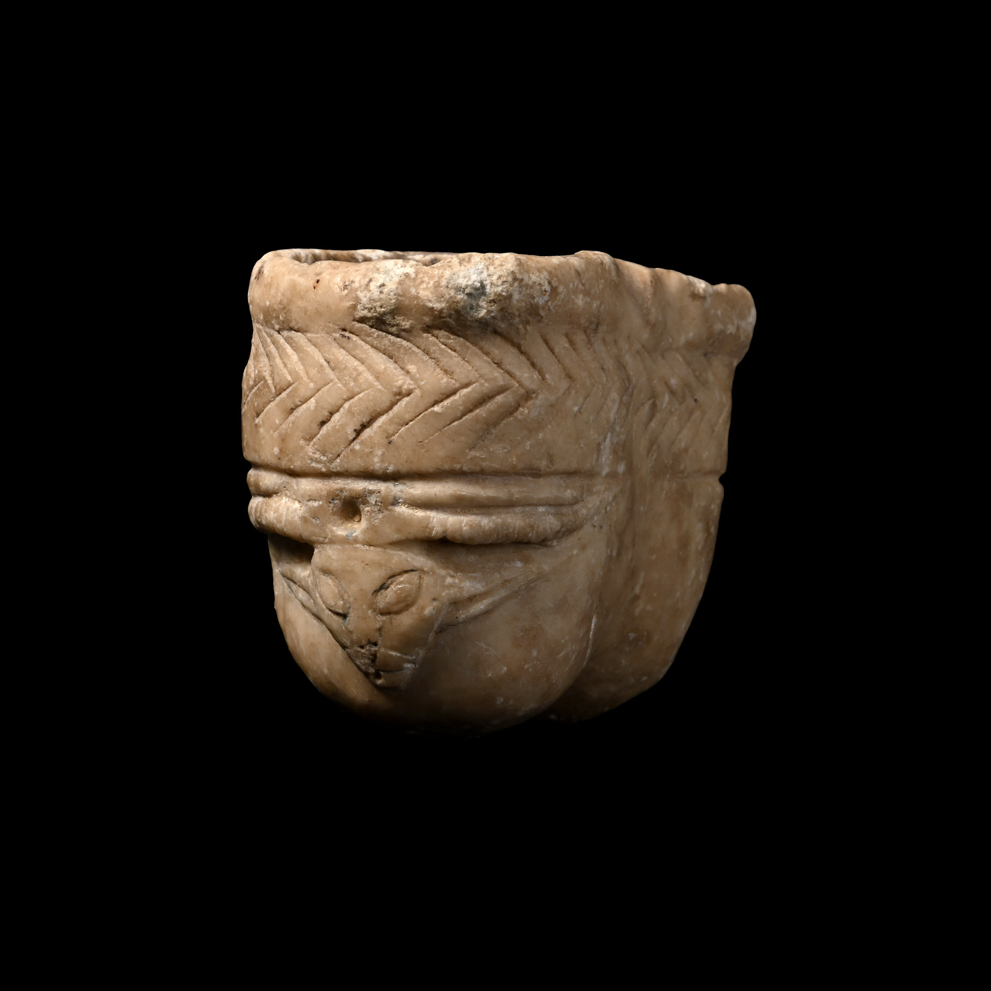 Mesopotamian Alabaster Double Kohl Jar