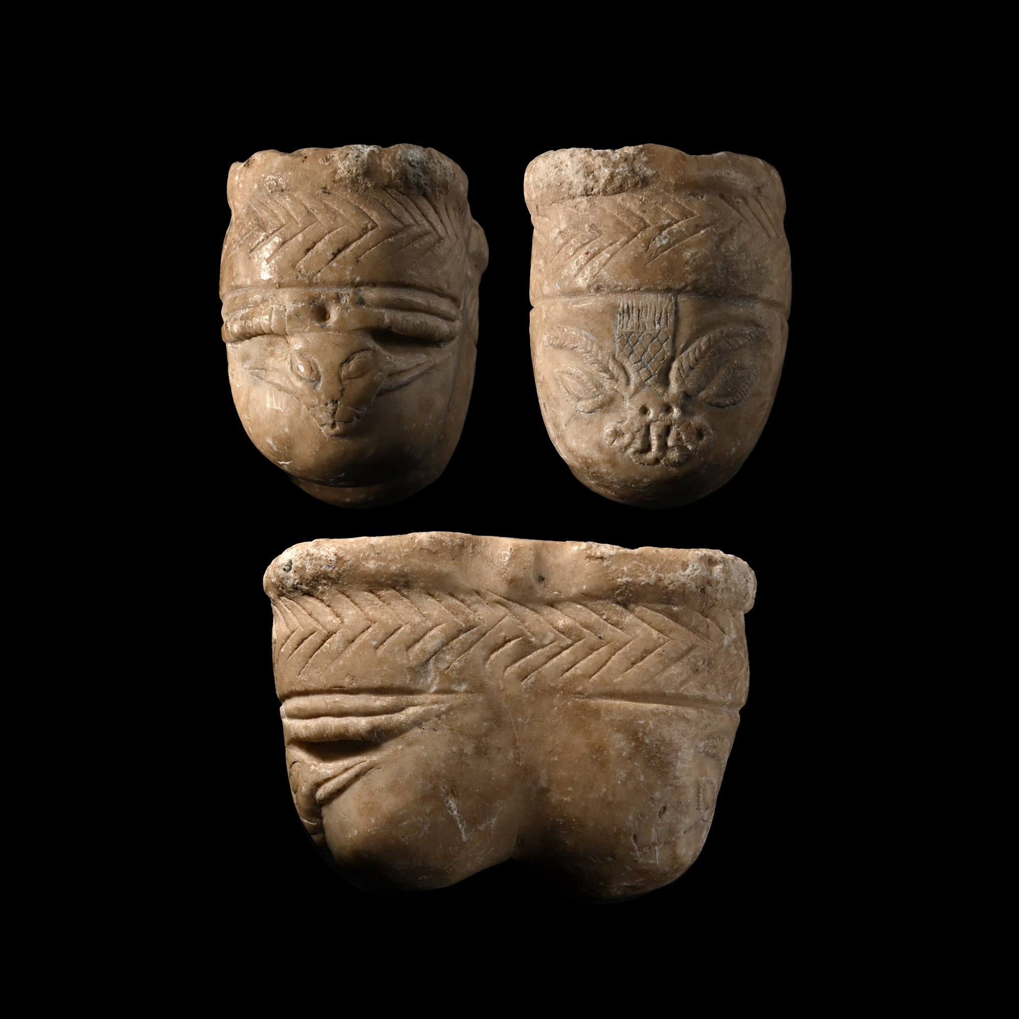 Mesopotamian Alabaster Double Kohl Jar
