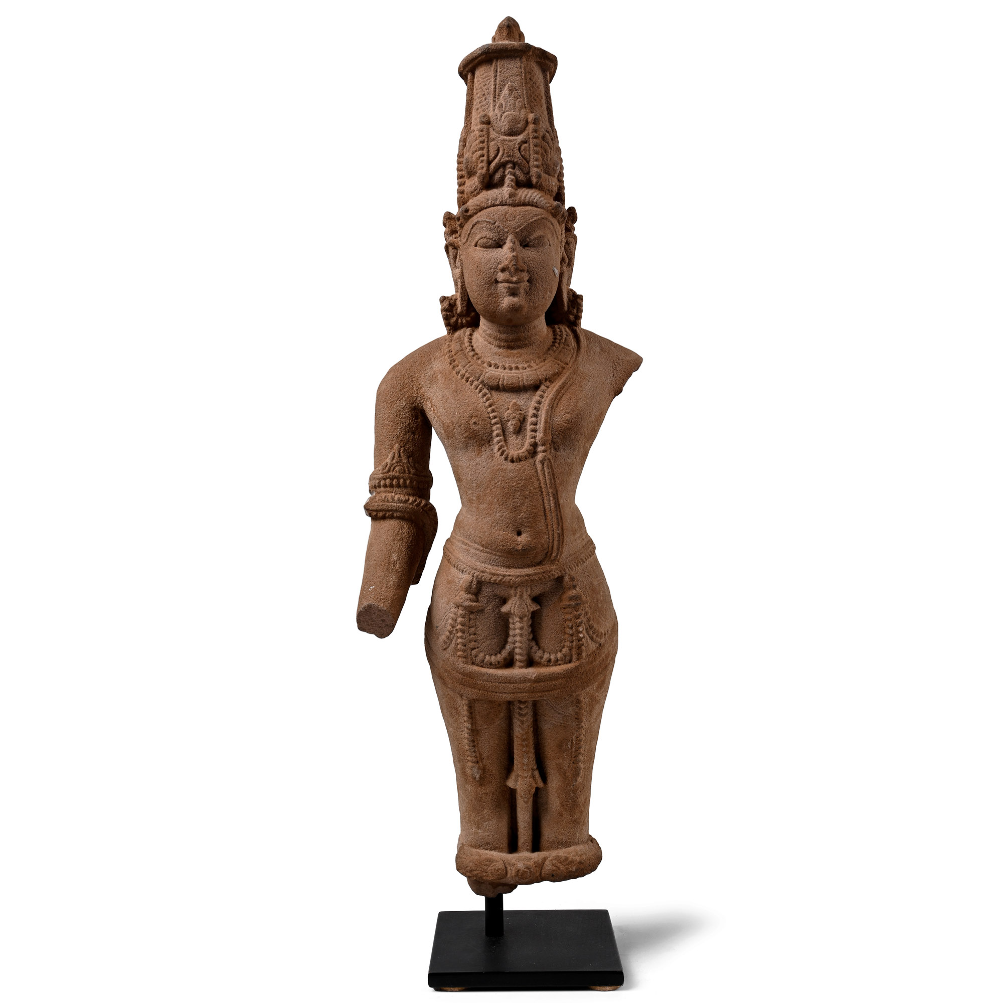South East Asian Style Pink Sandstone Vishnu Figure